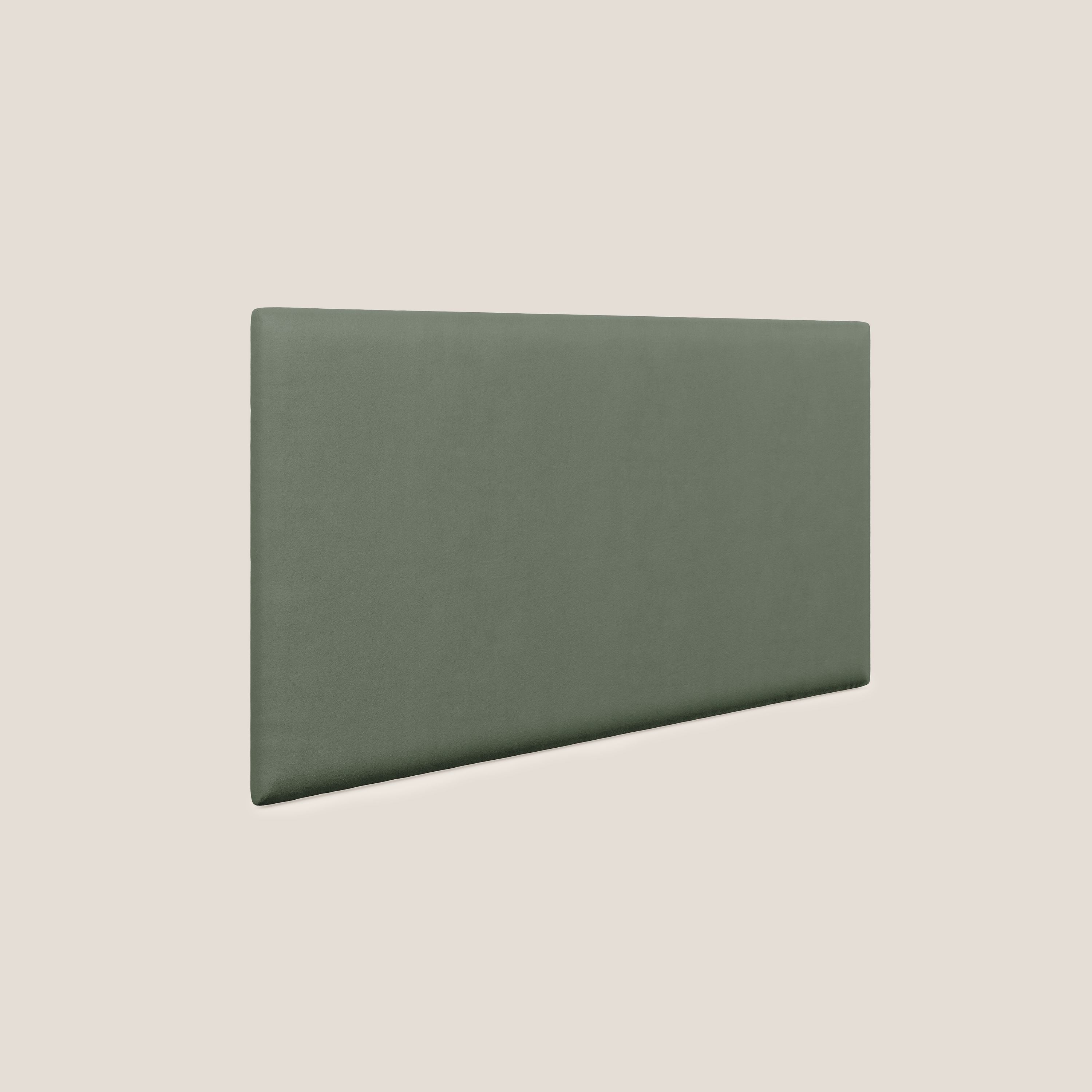 Testata pannello a muro media di varie dimensioni in microfibra smacchiabile T11 verde - divani.store