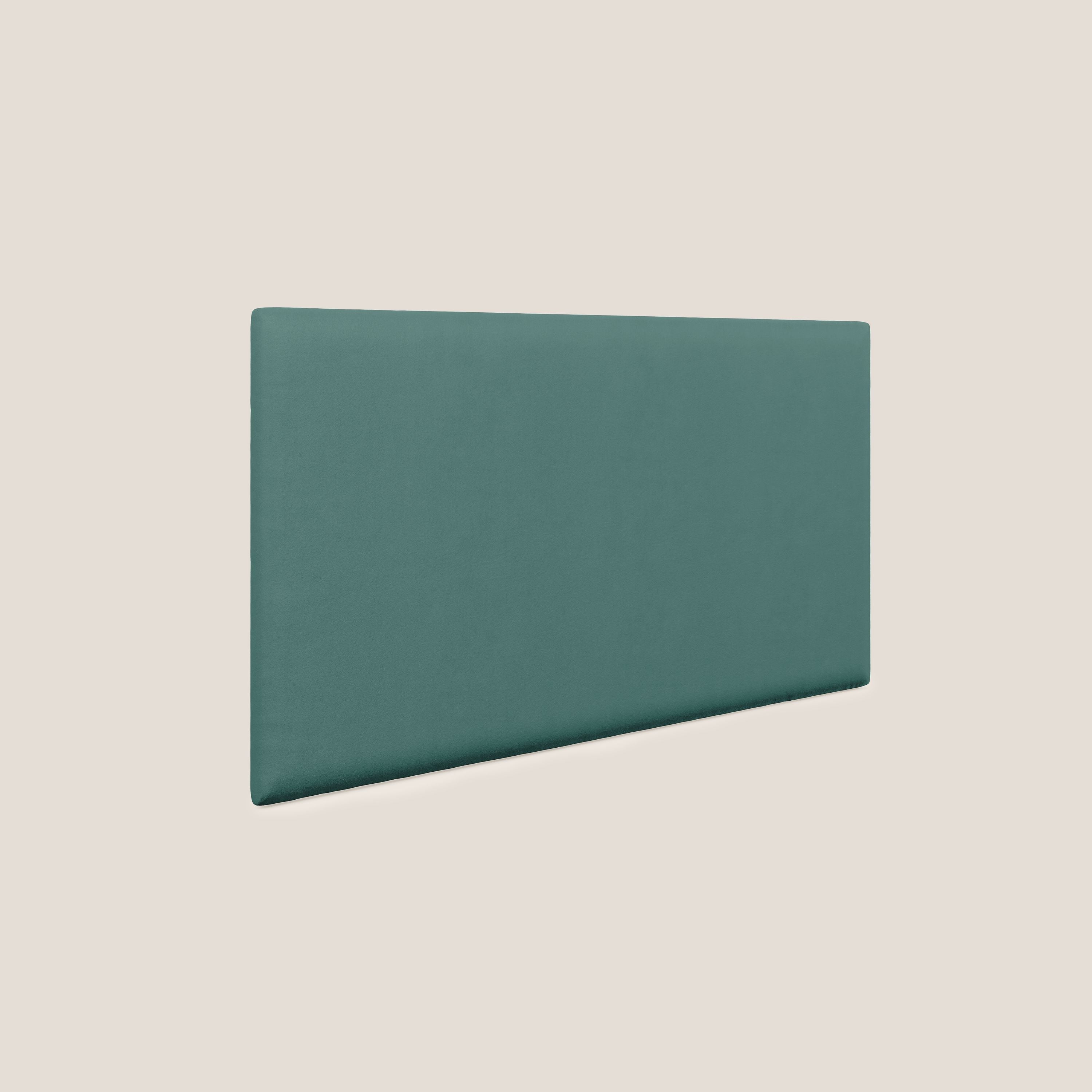 Testata pannello a muro media di varie dimensioni in microfibra smacchiabile T11 petrolio - divani.store