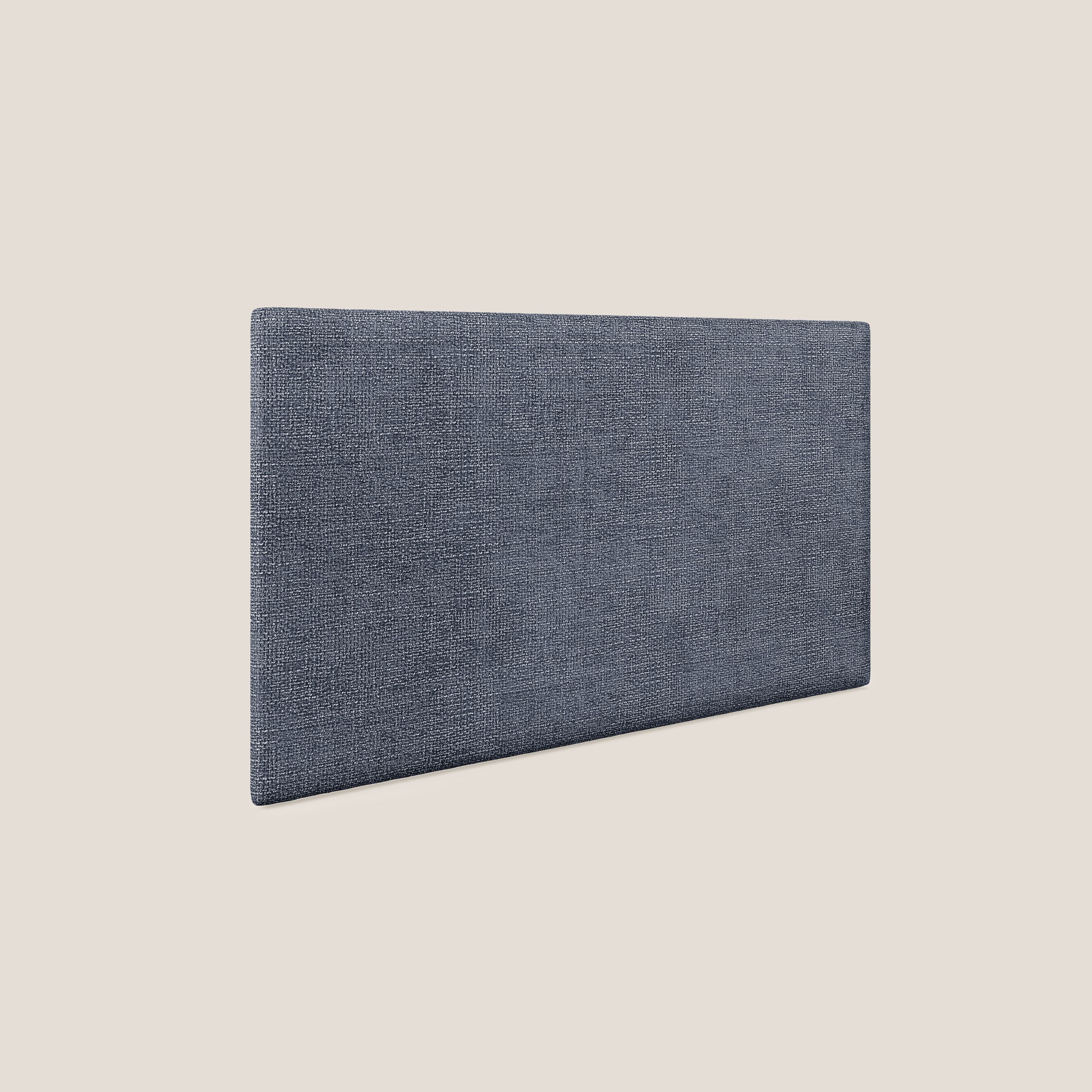 Testata pannello a muro media di varie dimensioni in morbido tessuto impermeabile T10 blu - divani.store