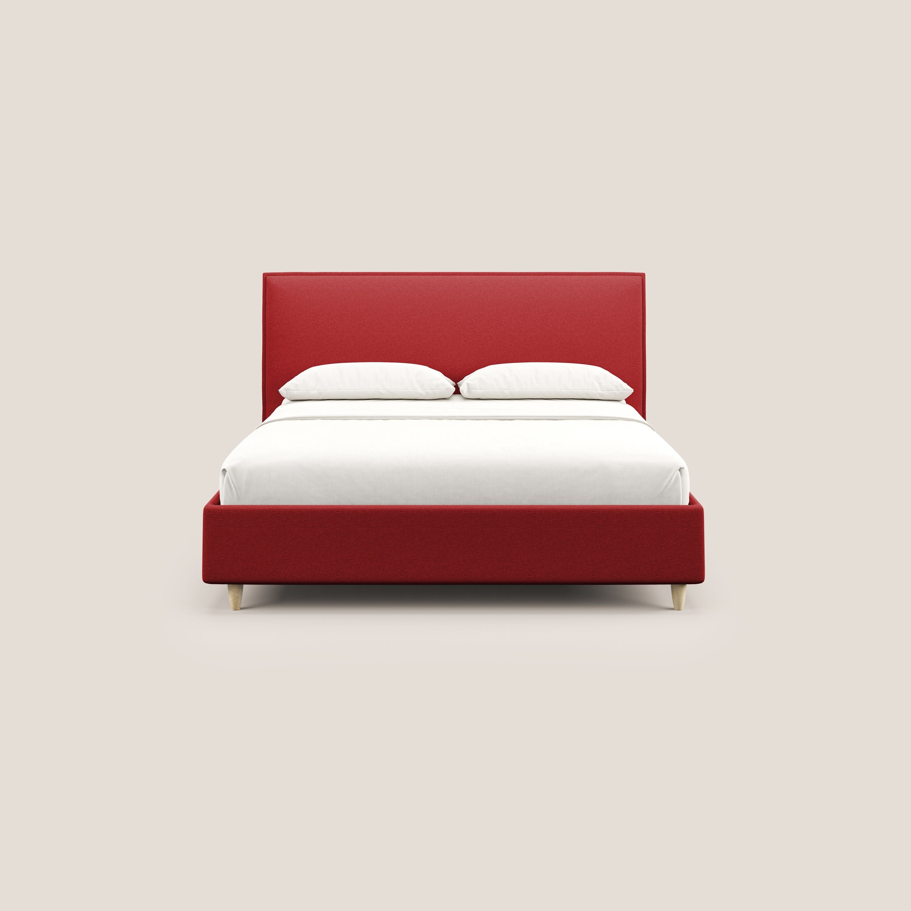 Costanza letto contenitore e sfoderabile in tessuto misto cotone impermeabile T13 rosso - divani.store