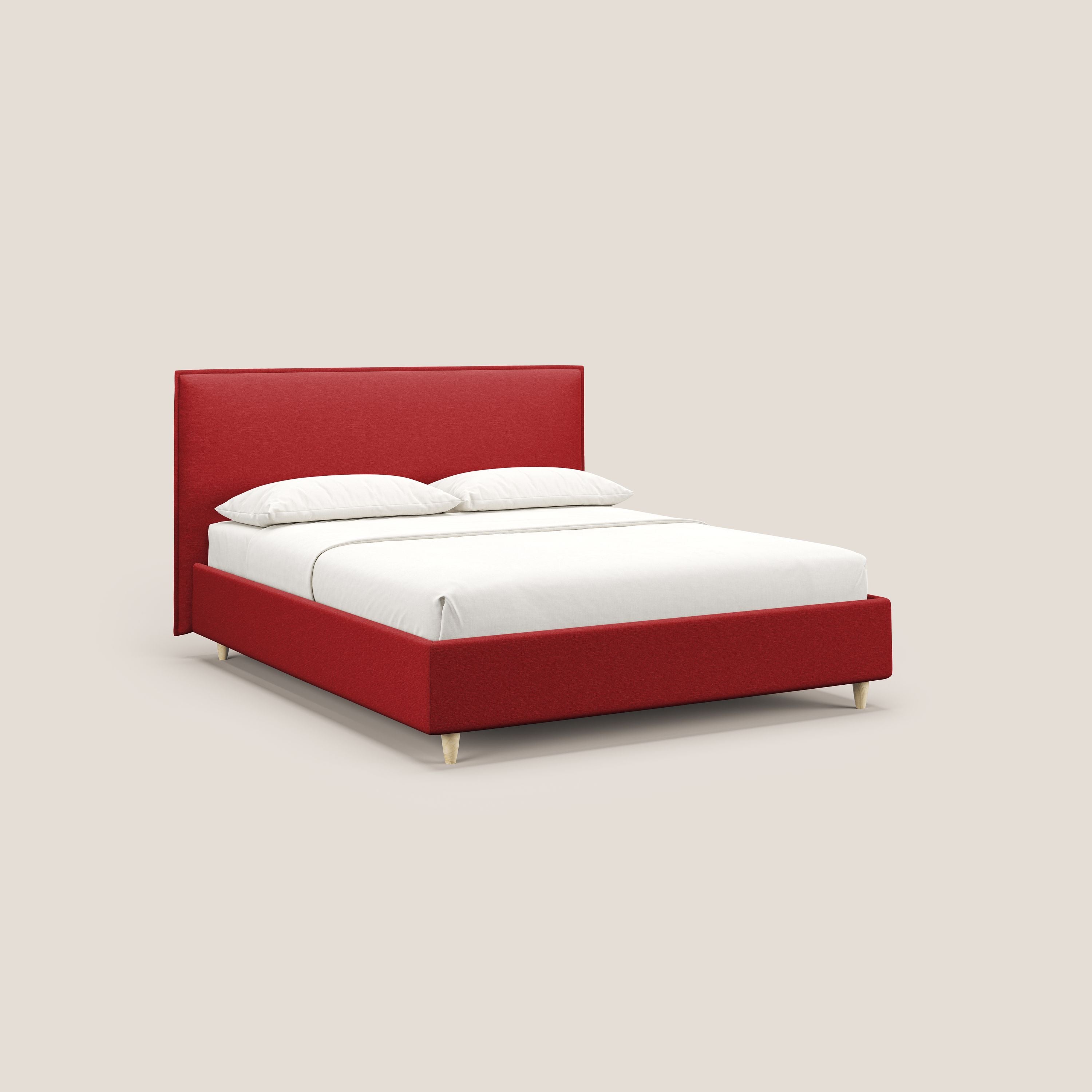 Costanza letto contenitore e sfoderabile in tessuto misto cotone impermeabile T13 rosso - divani.store