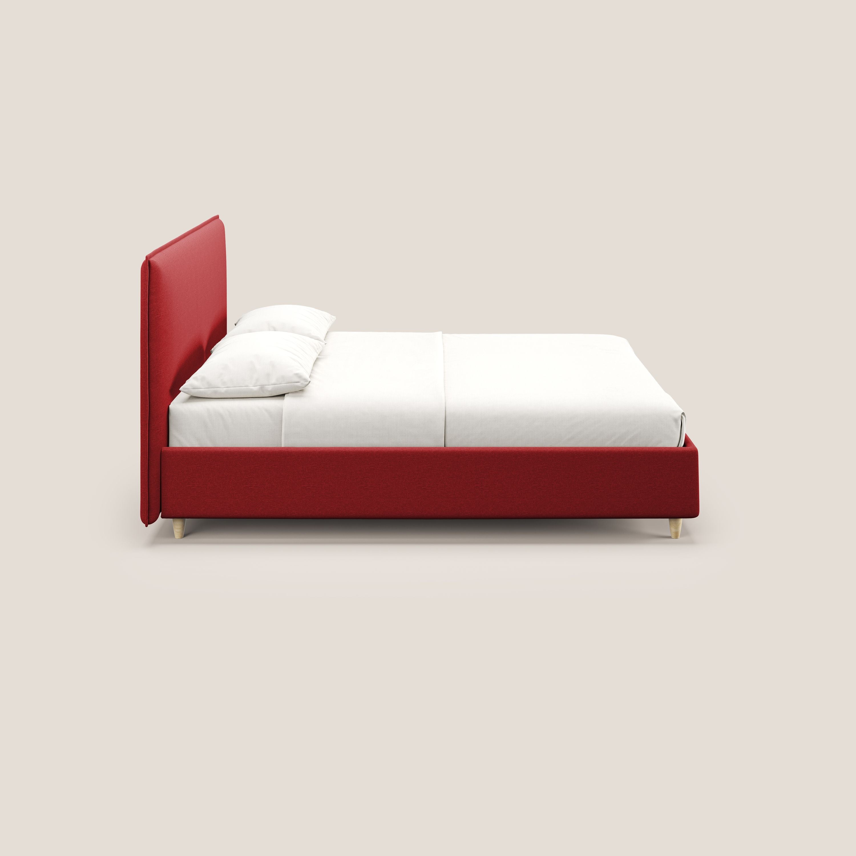 Costanza letto contenitore e sfoderabile in tessuto misto cotone impermeabile T13 rosso - divani.store