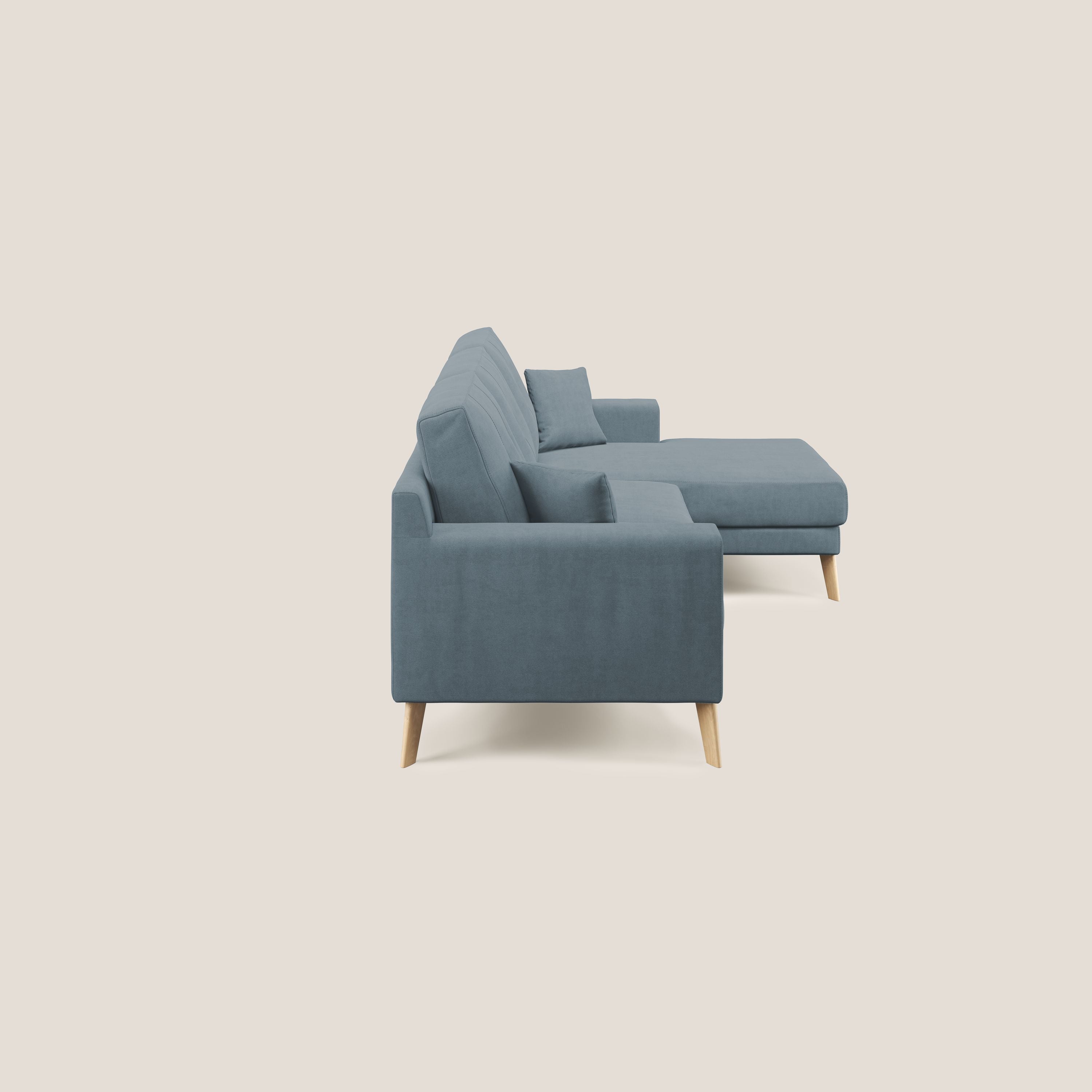 Danish divano angolare REVERSIBILE in tessuto morbido impermeabile T02 carta da zucchero - divani.store