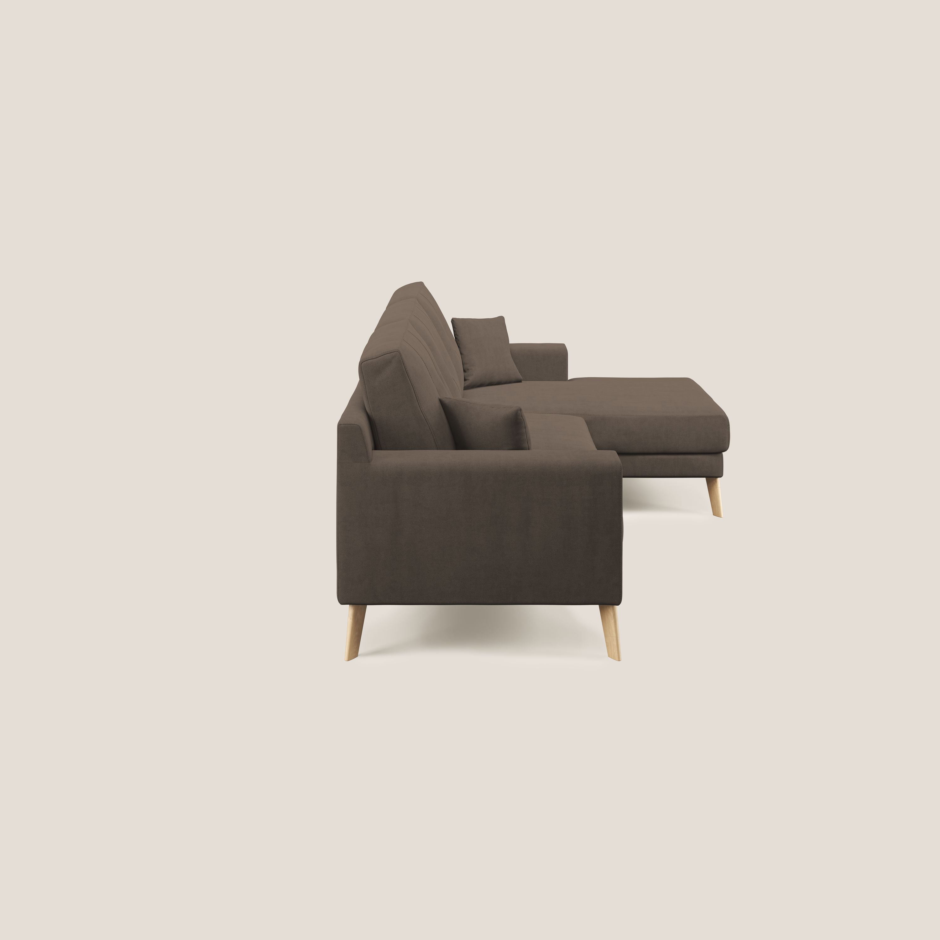 Danish divano angolare REVERSIBILE in tessuto morbido impermeabile T02 marrone - divani.store
