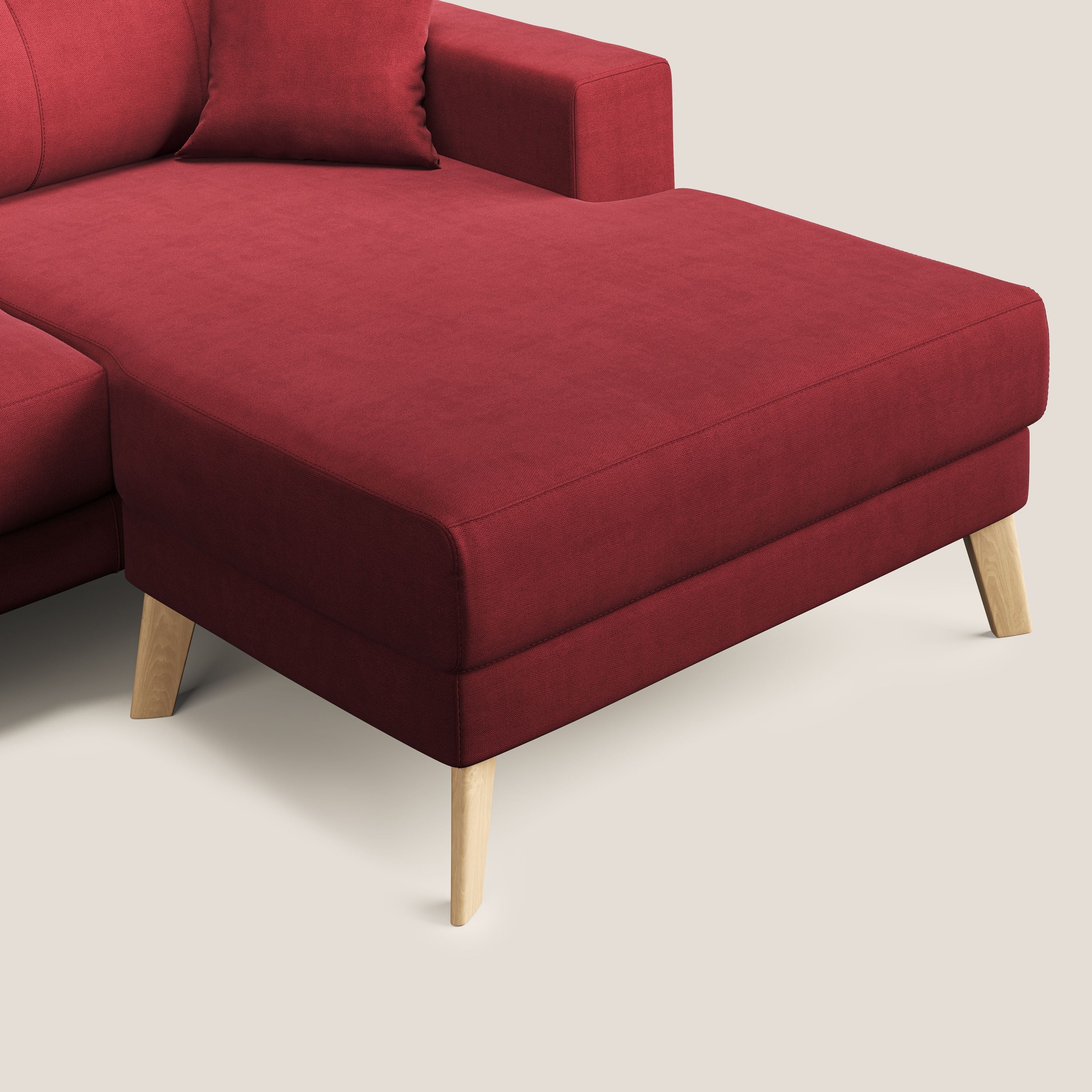 Danish divano angolare REVERSIBILE in tessuto morbido impermeabile T02 rosso - divani.store