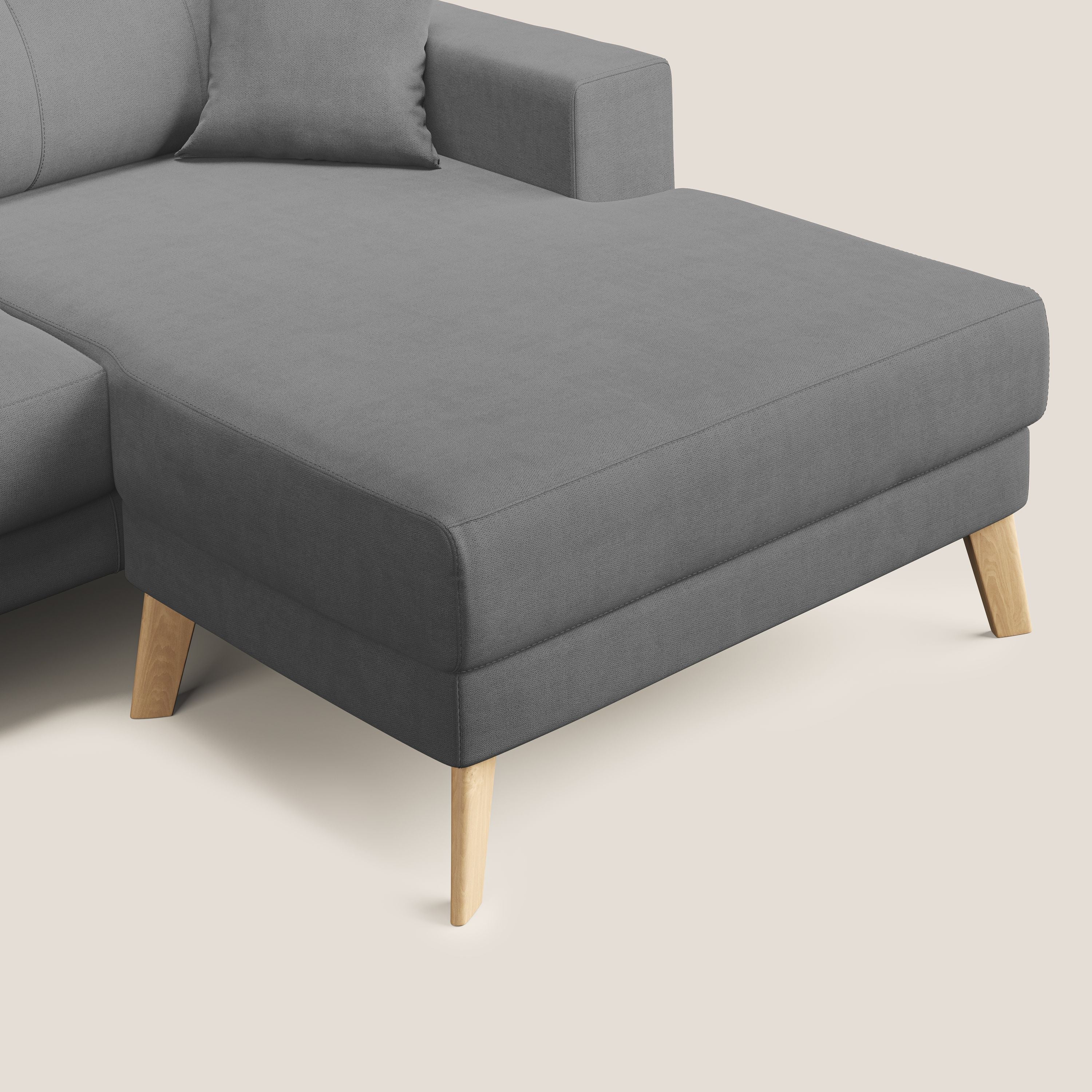 Danish divano angolare REVERSIBILE in tessuto morbido impermeabile T02 grigio - divani.store