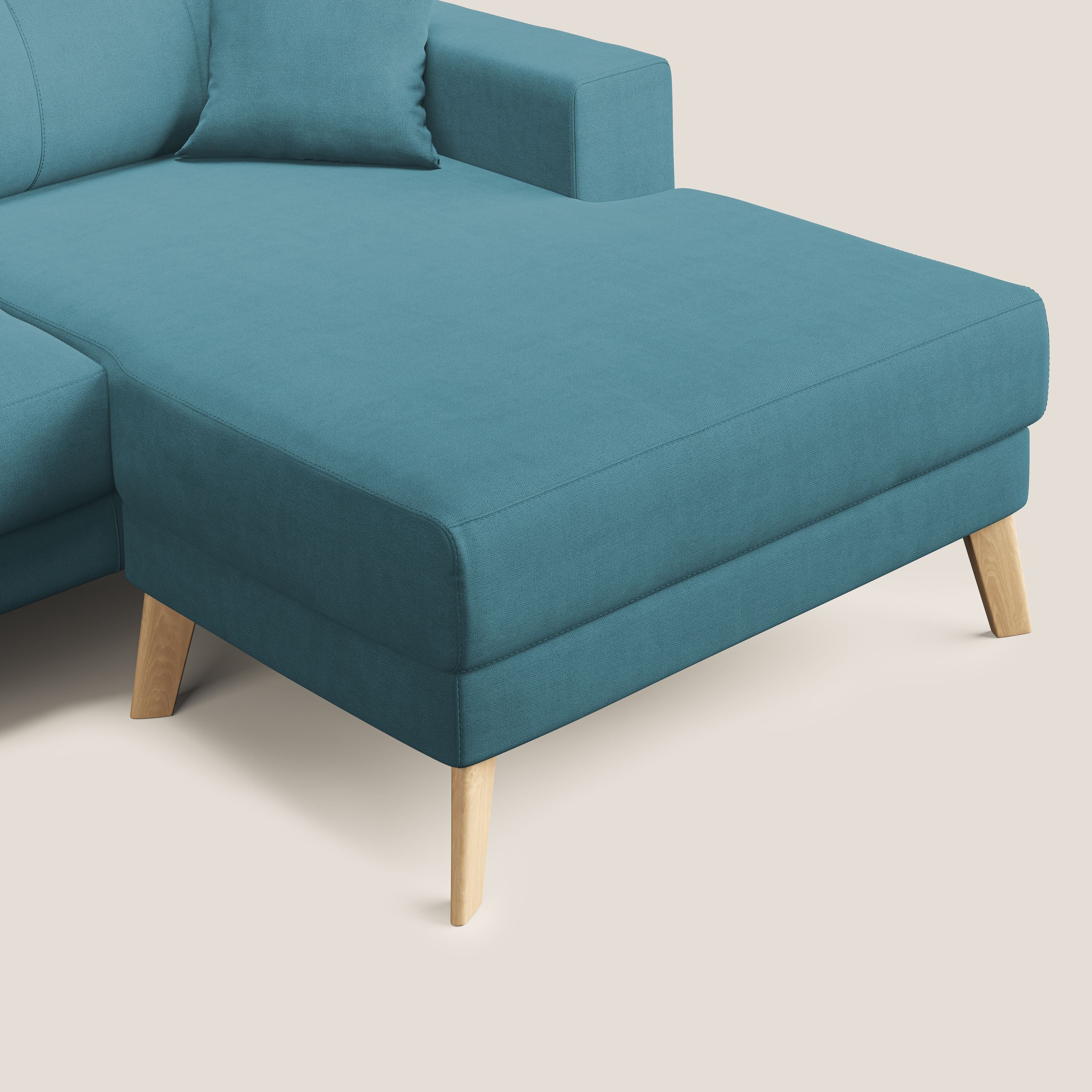 Danish divano angolare REVERSIBILE in tessuto morbido impermeabile T02 azzurro - divani.store