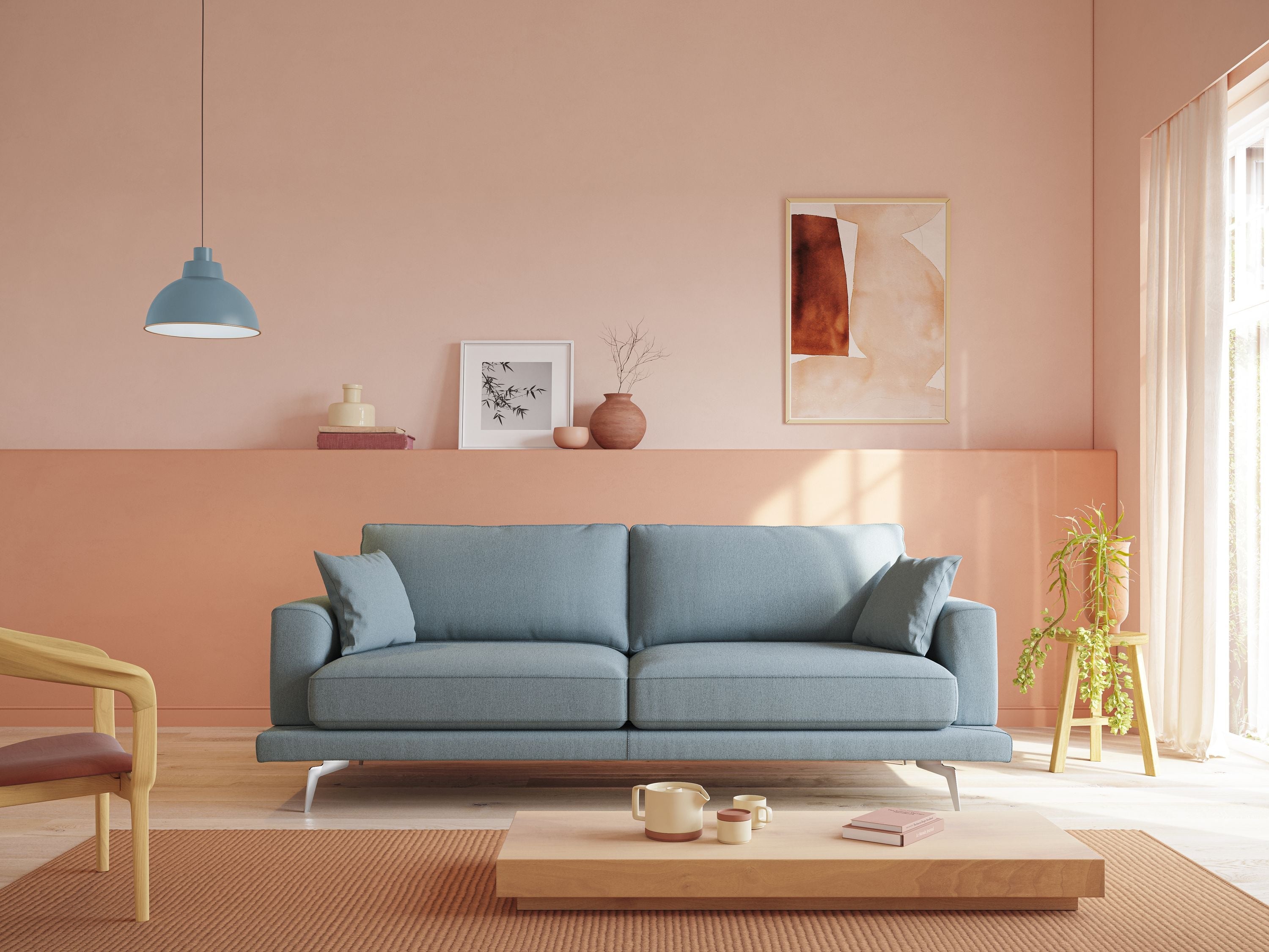 Dorian divano moderno in tessuto morbido antimacchia T05 panna - divani.store