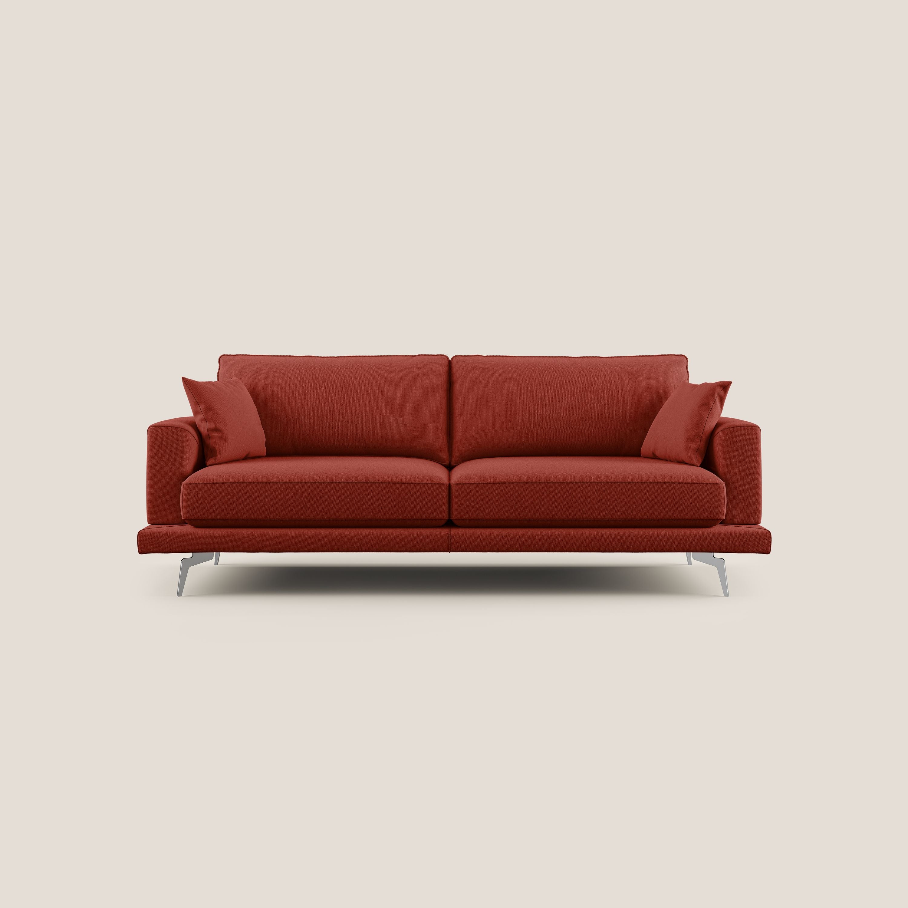 Dorian divano moderno in tessuto morbido antimacchia T05 rosso - divani.store