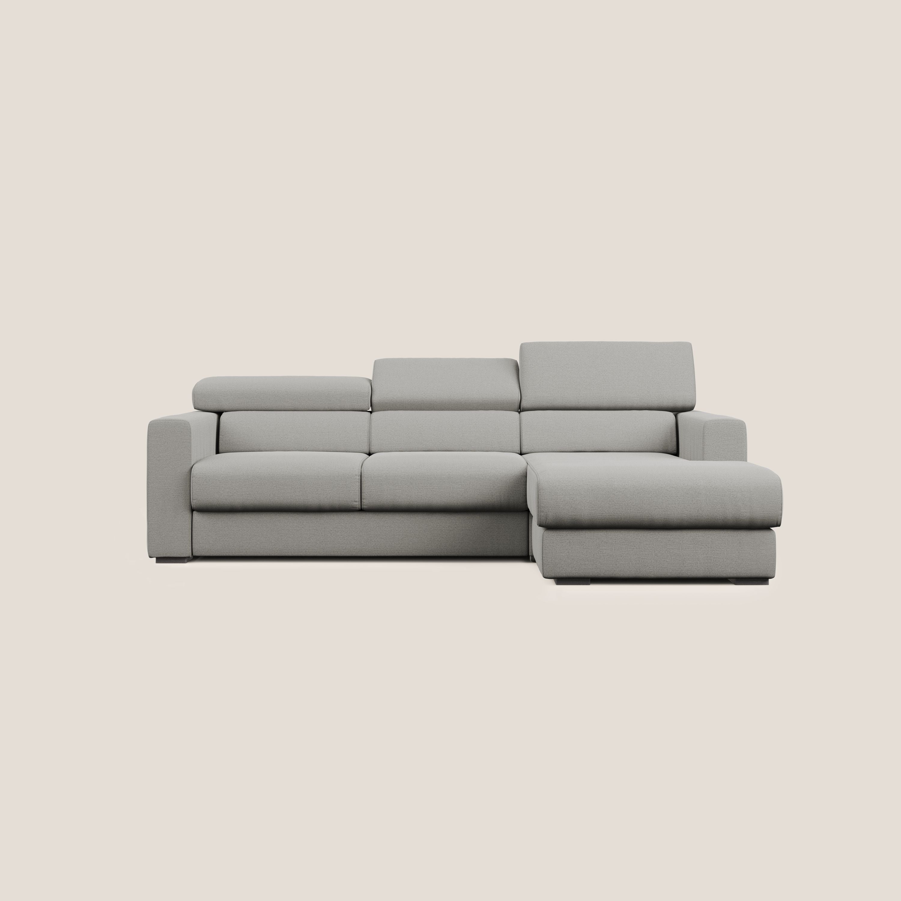 Dylan divano angolare con estraibile a cassettone in tessuto fiammato simil cotone impermeabile T19 beige - divani.store