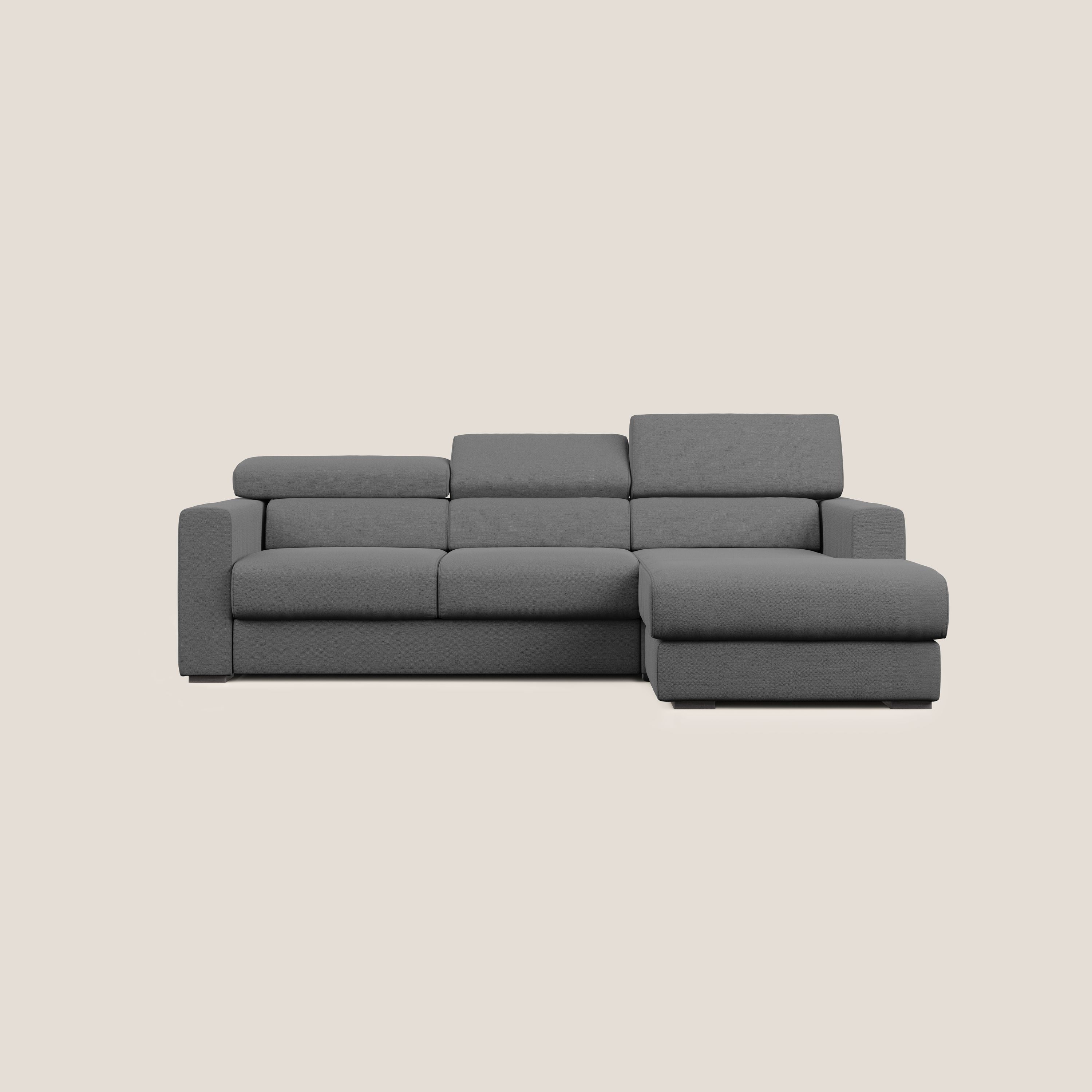 Dylan divano angolare con estraibile a cassettone in tessuto fiammato simil cotone impermeabile T19 antracite - divani.store