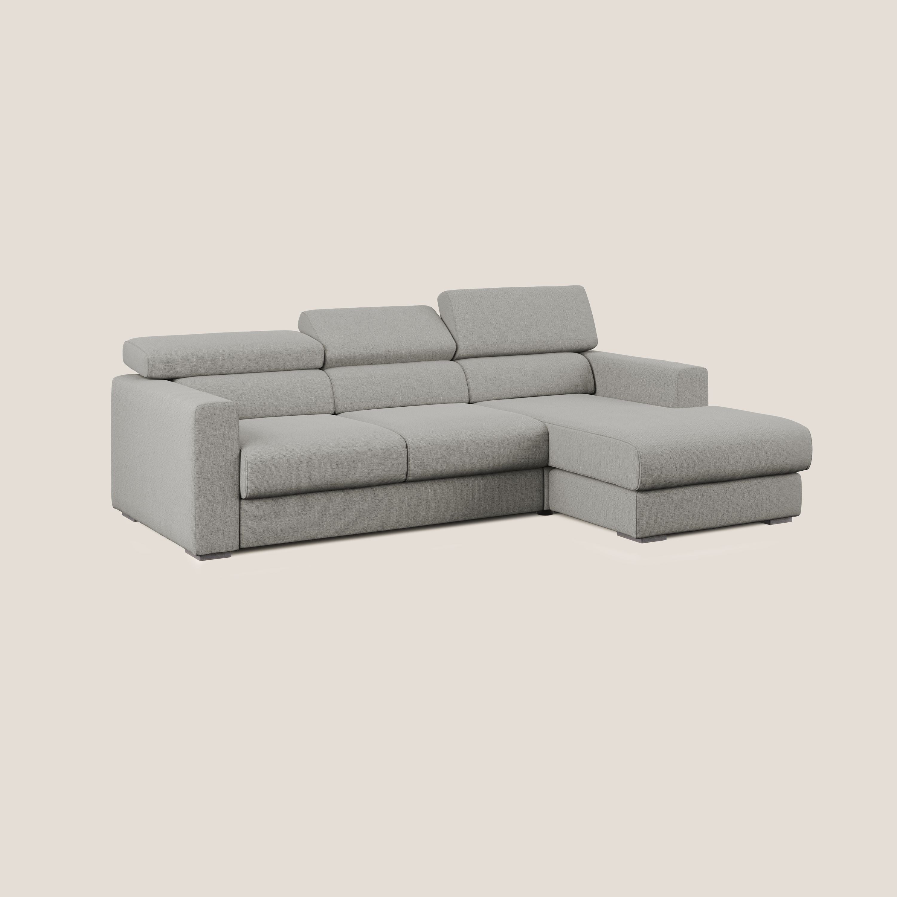 Dylan divano angolare con estraibile a cassettone in tessuto fiammato simil cotone impermeabile T19 beige - divani.store