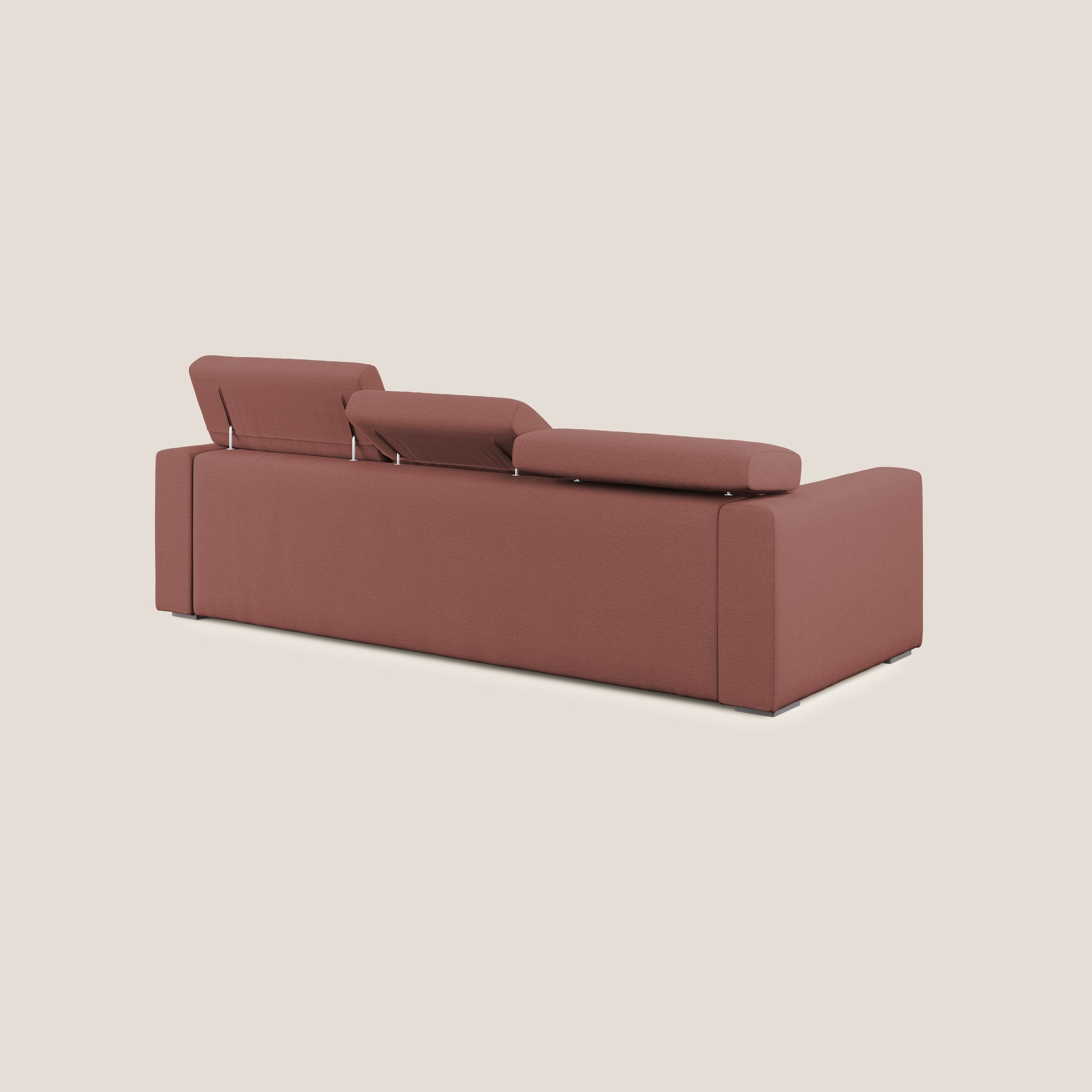 Dylan divano angolare con estraibile a cassettone in tessuto fiammato simil cotone impermeabile T19 salmone - divani.store