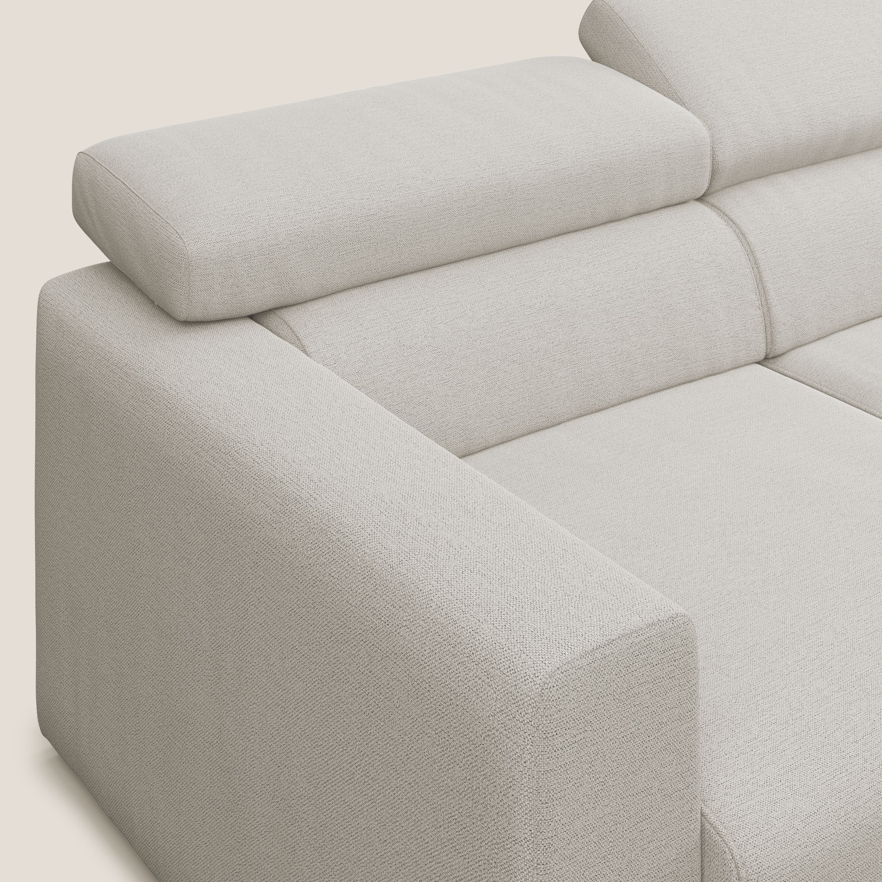 Dylan divano angolare con estraibile a cassettone in tessuto fiammato simil cotone impermeabile T19 panna - divani.store