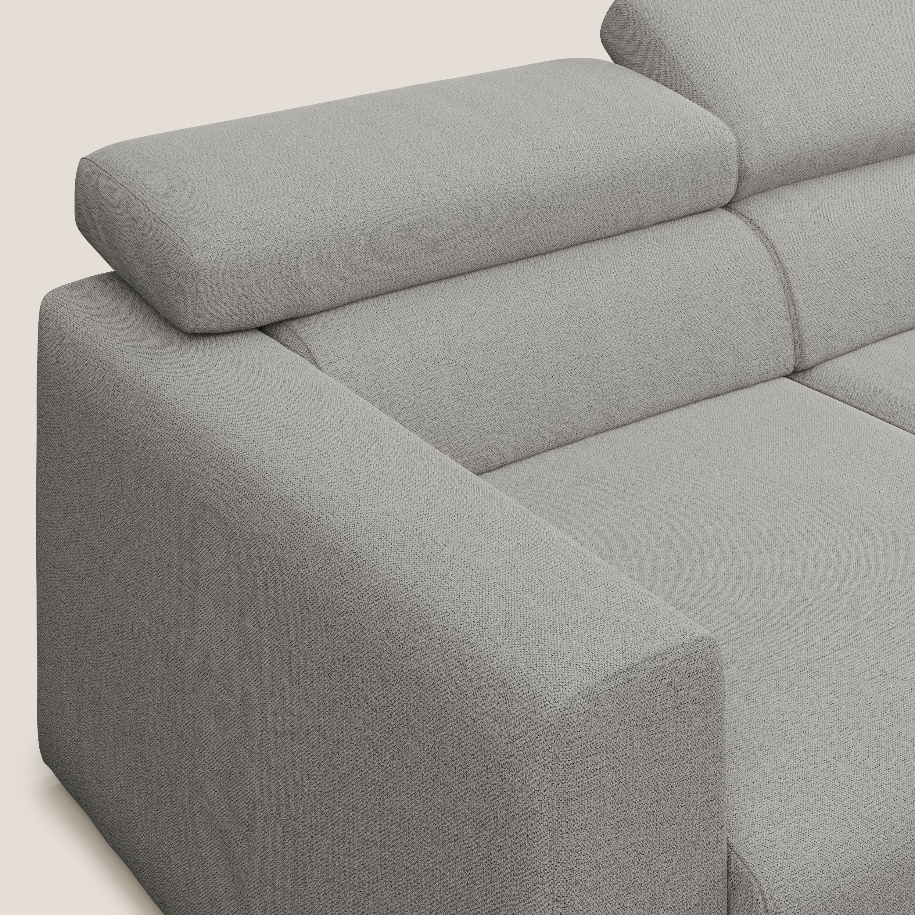 Dylan divano angolare con estraibile a cassettone in tessuto fiammato simil cotone impermeabile T19 beige - divani.store