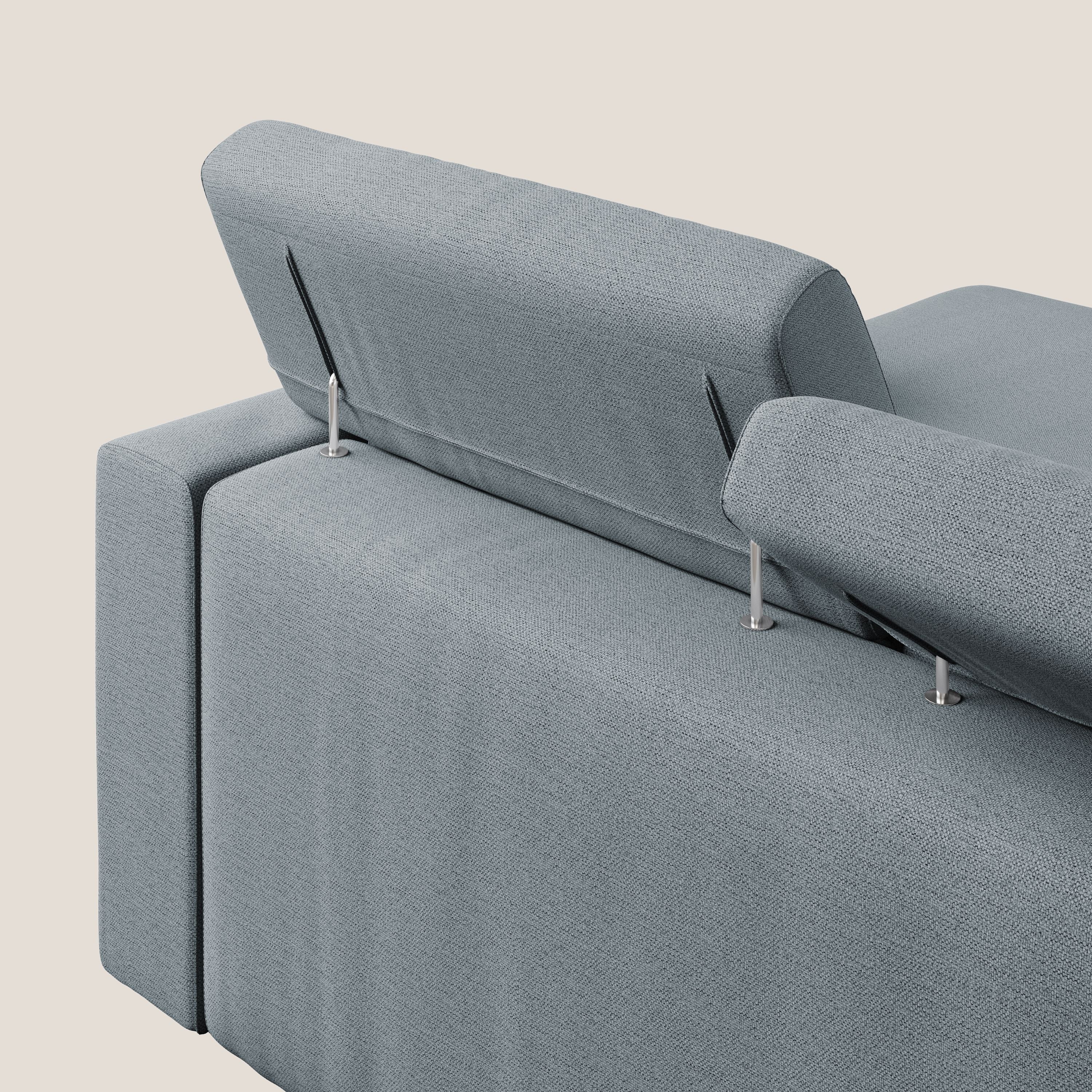 Dylan divano angolare con estraibile a cassettone in tessuto fiammato simil cotone impermeabile T19 carta da zucchero - divani.store