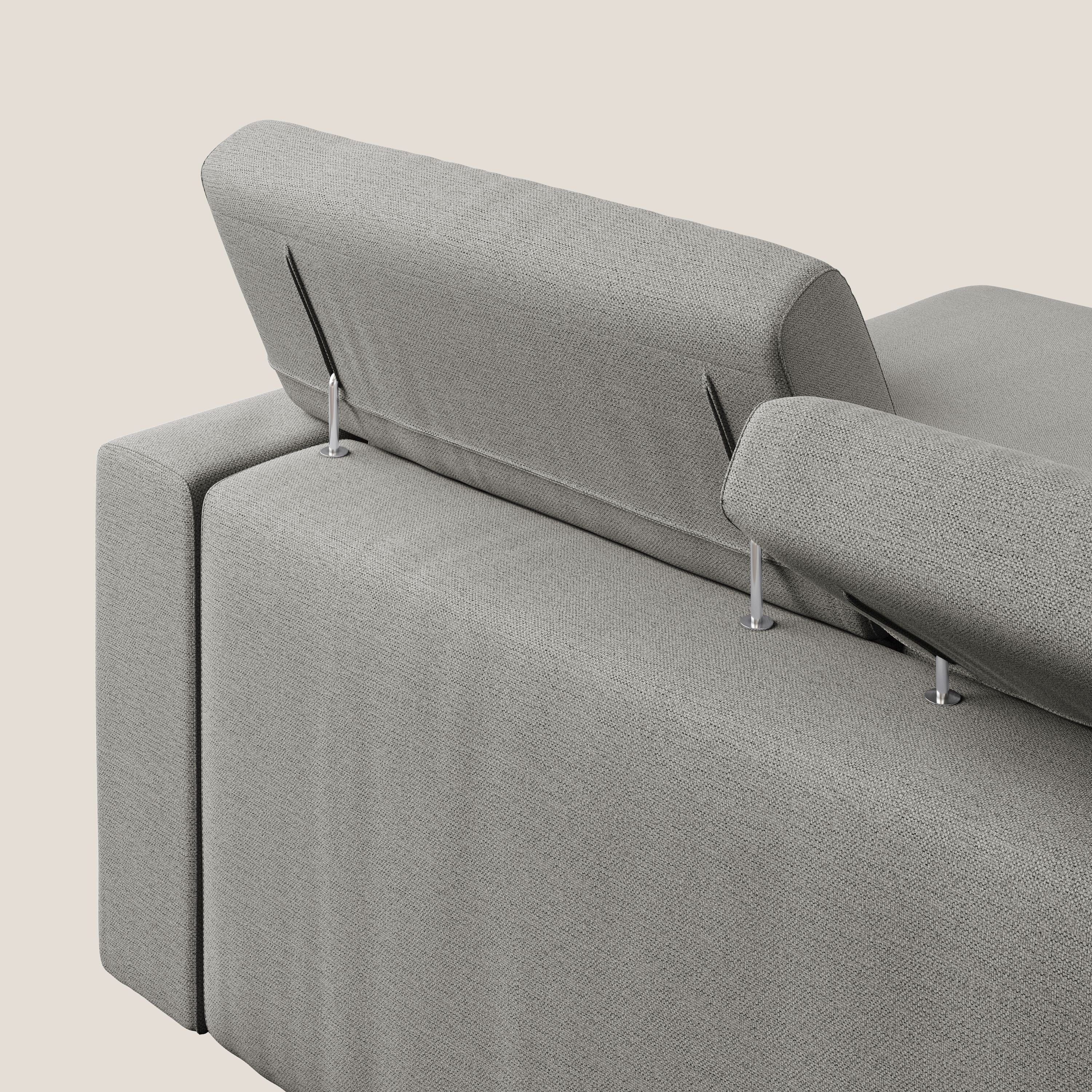 Dylan divano angolare con estraibile a cassettone in tessuto fiammato simil cotone impermeabile T19 beige - divani.store