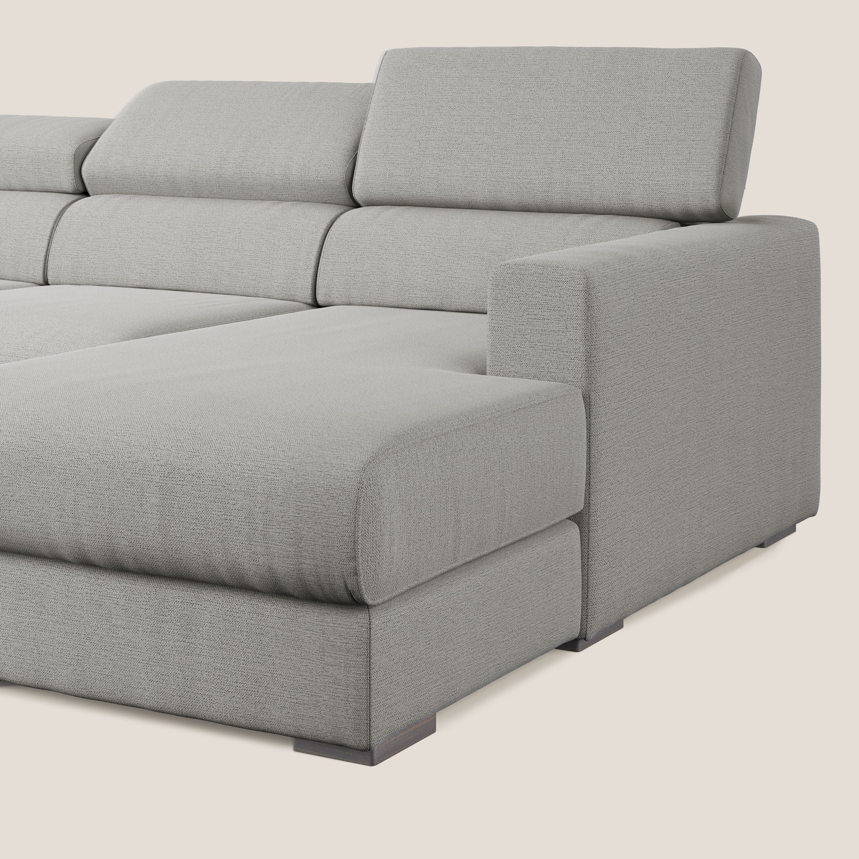 Dylan divano angolare con estraibile a cassettone in tessuto fiammato simil cotone impermeabile T19 beige - divani.store