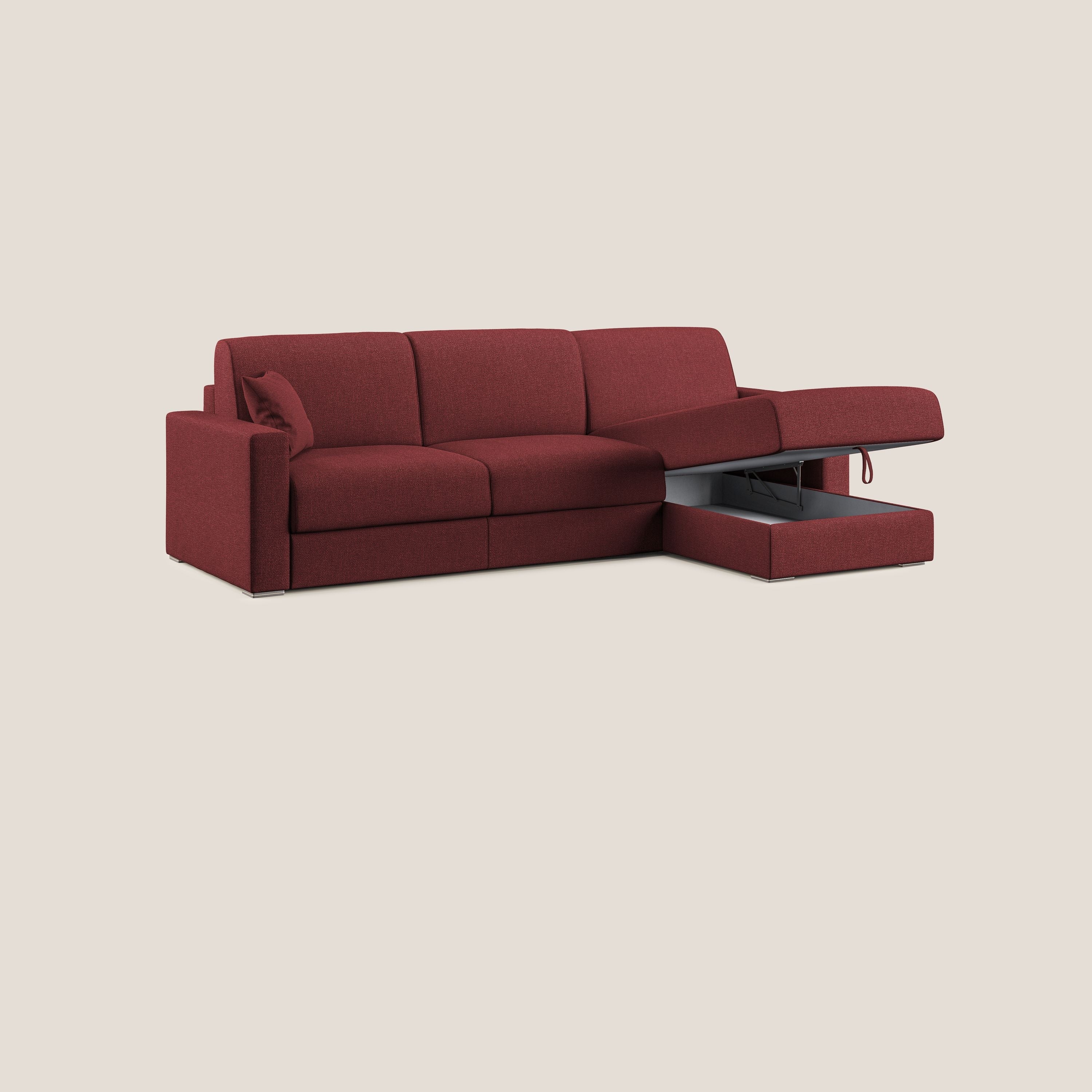 Best Divano letto angolare con penisola in tessuto smacchiabile QuickClean T08 rosso - divani.store