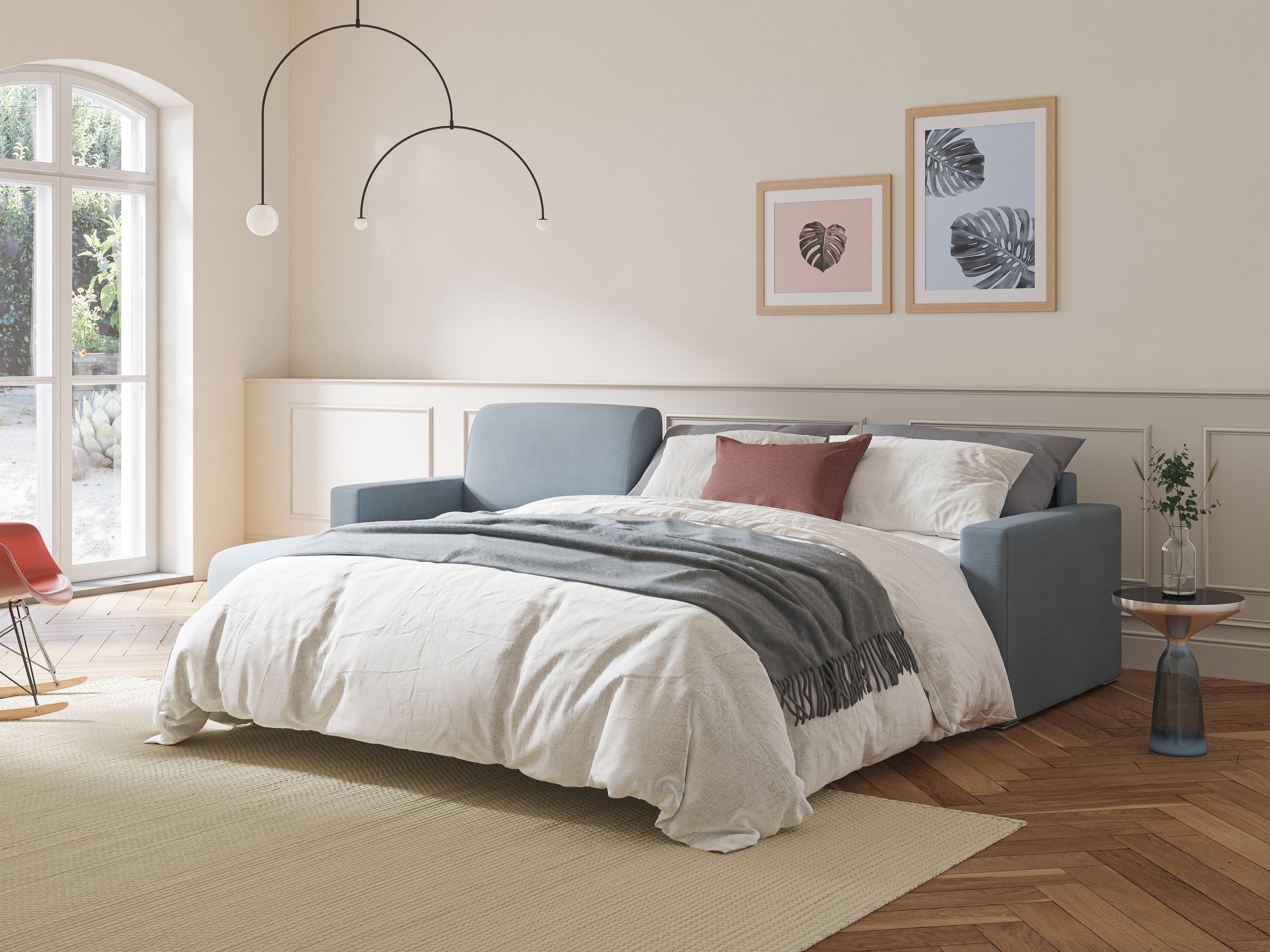 Best Divano letto angolare in tessuto impermeabile T02 verde - divani.store