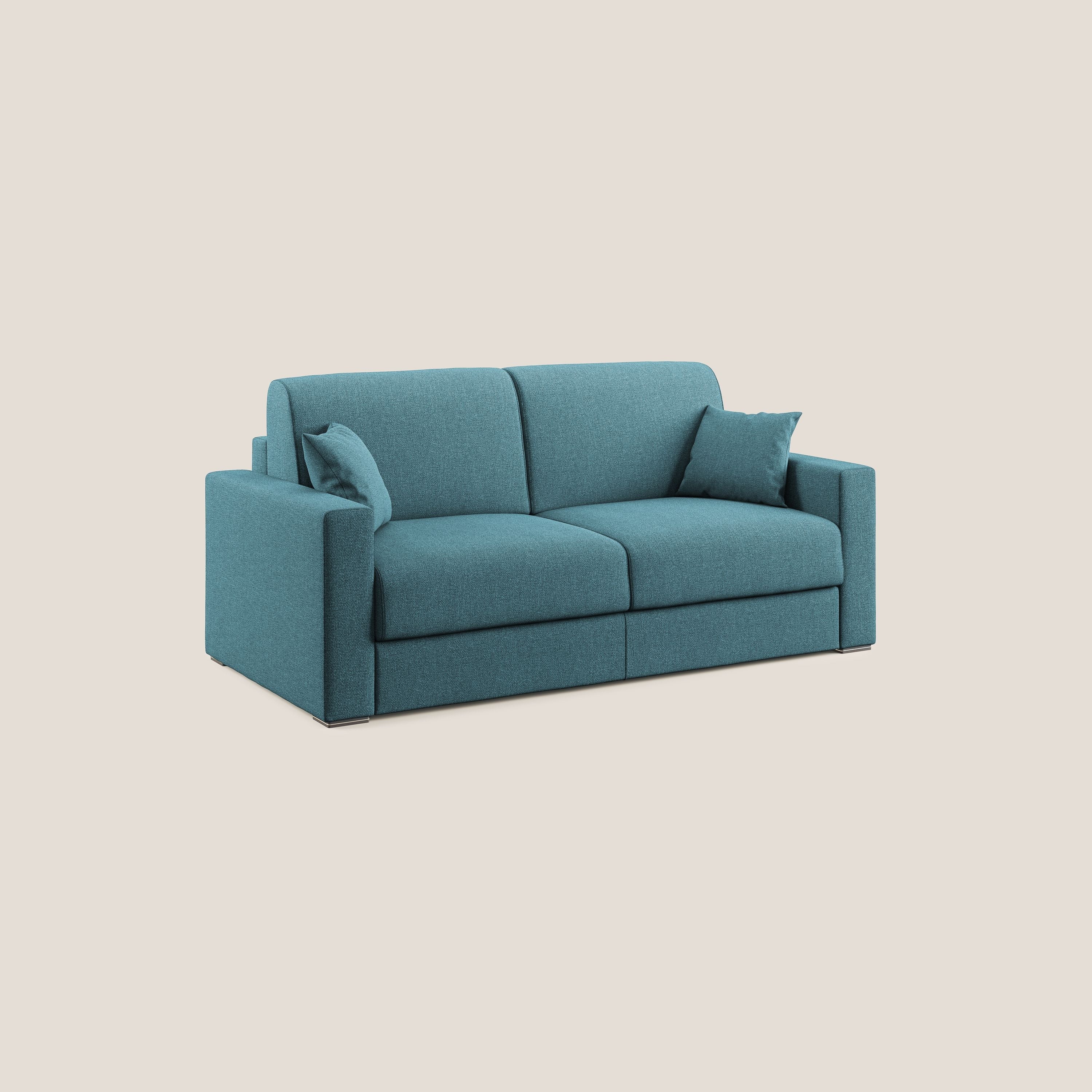 Best Divano letto matrimoniale in tessuto smacchiabile QuickClean T08 azzurro - divani.store