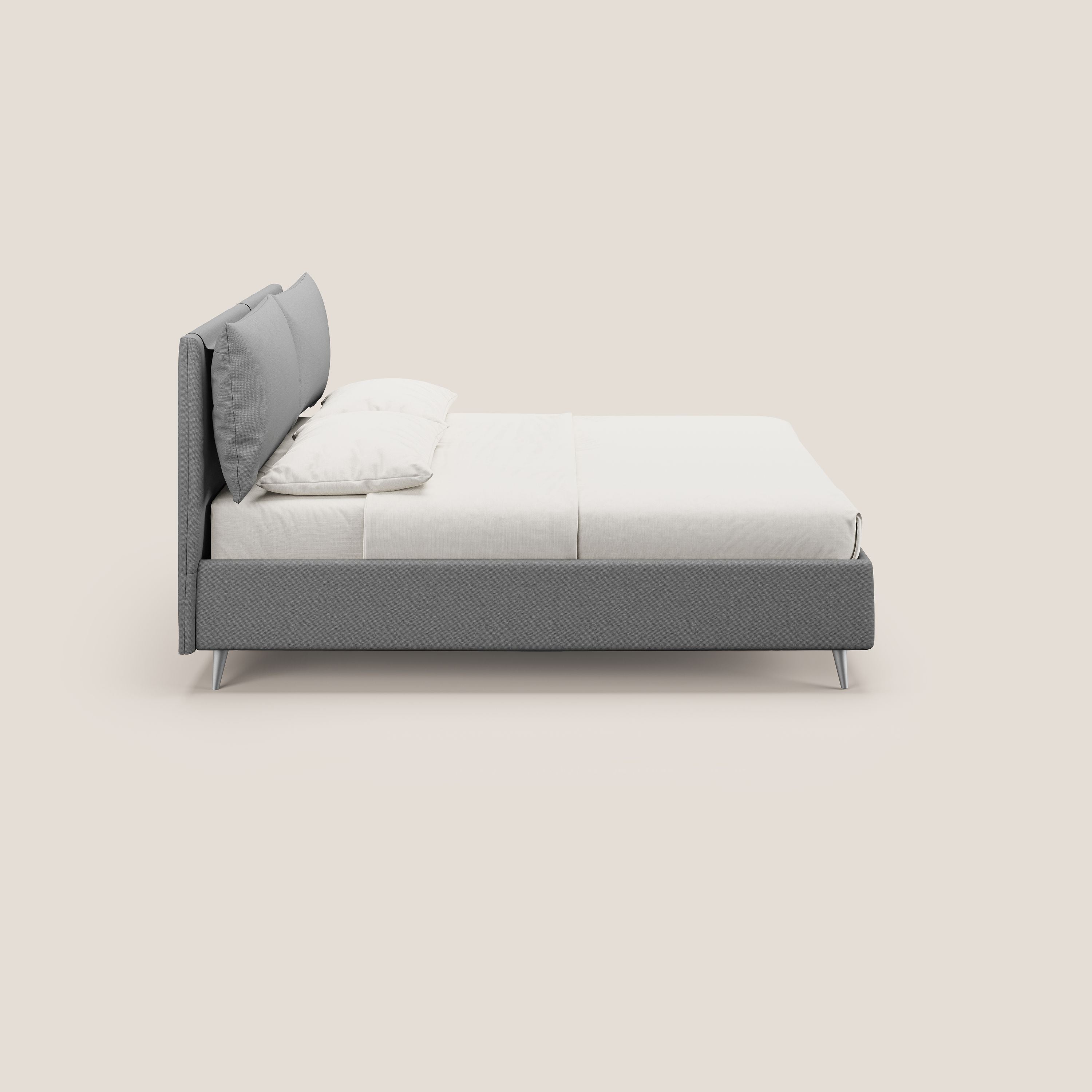 Elsa letto imbottito con vano contenitore in tessuto smacchiabile T05 grigio - divani.store