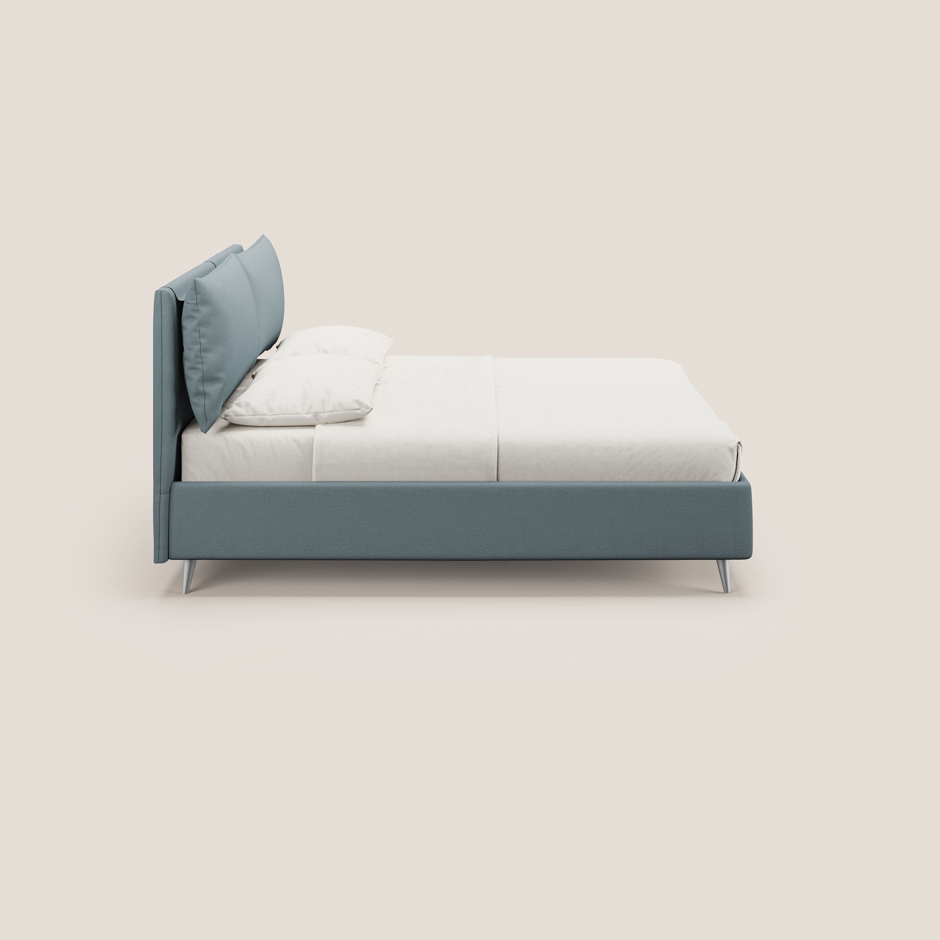 Elsa letto imbottito con vano contenitore in tessuto smacchiabile T05 carta da zucchero - divani.store