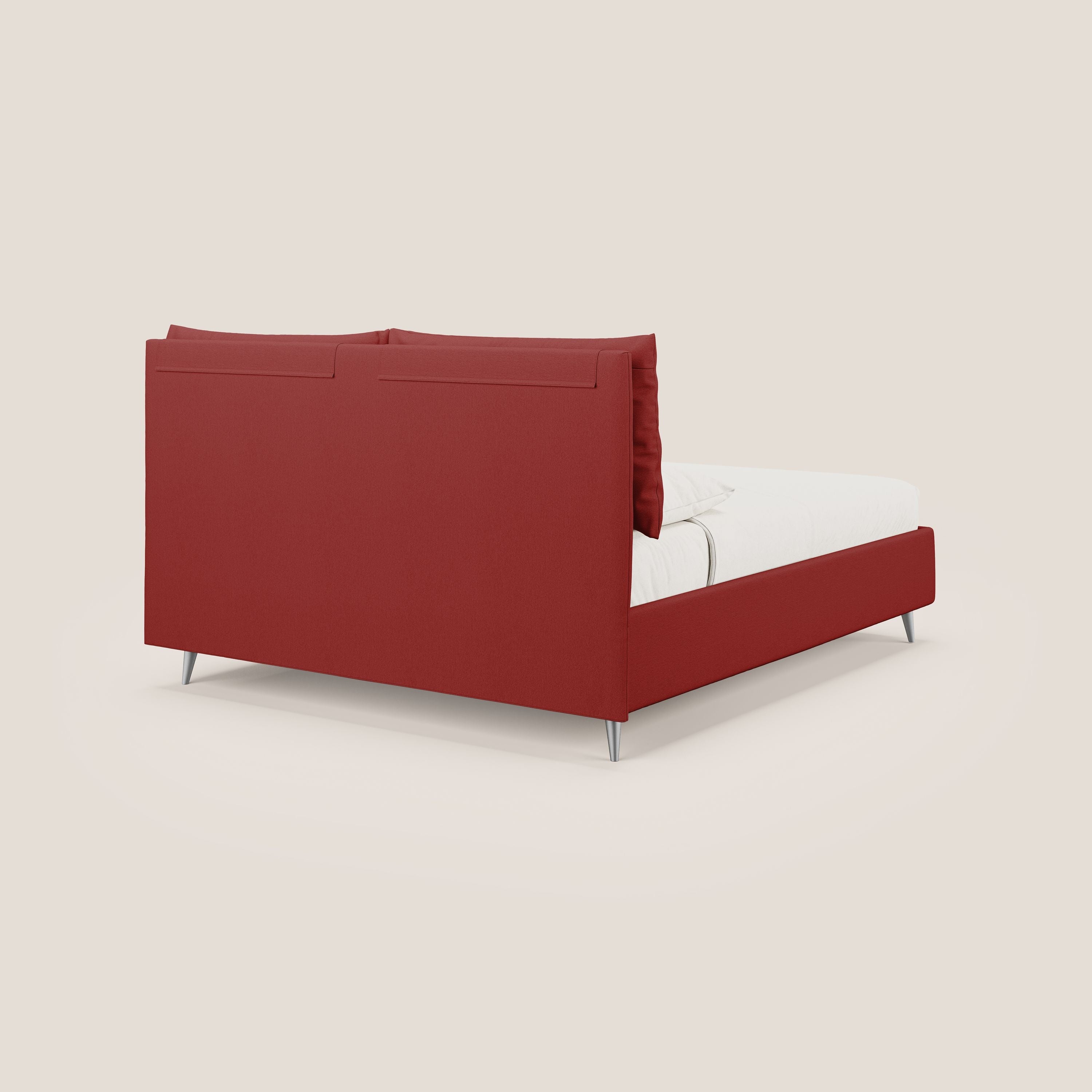 Elsa letto imbottito con vano contenitore in tessuto smacchiabile T05 rosso - divani.store