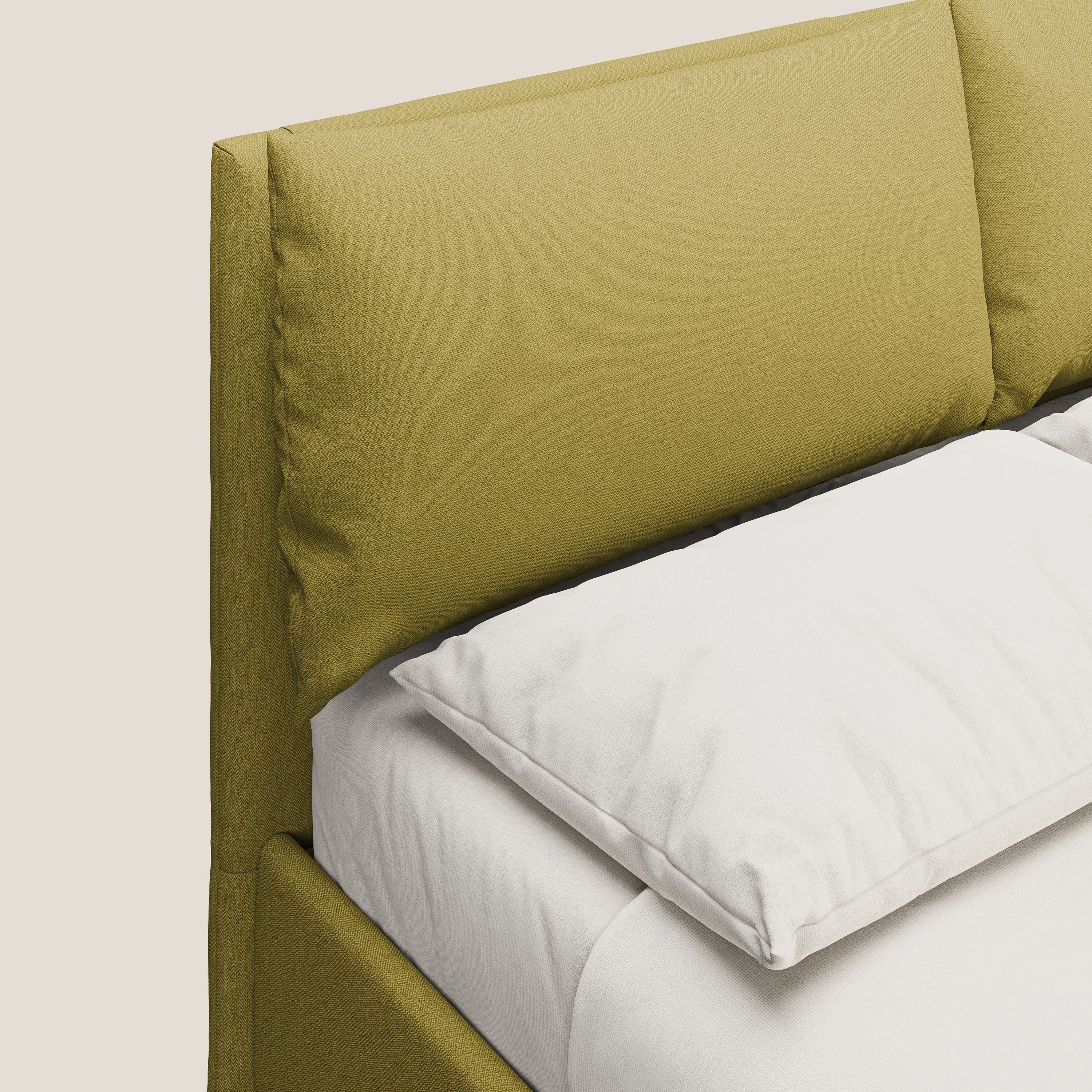 Elsa letto imbottito con vano contenitore in tessuto smacchiabile T05 giallo - divani.store