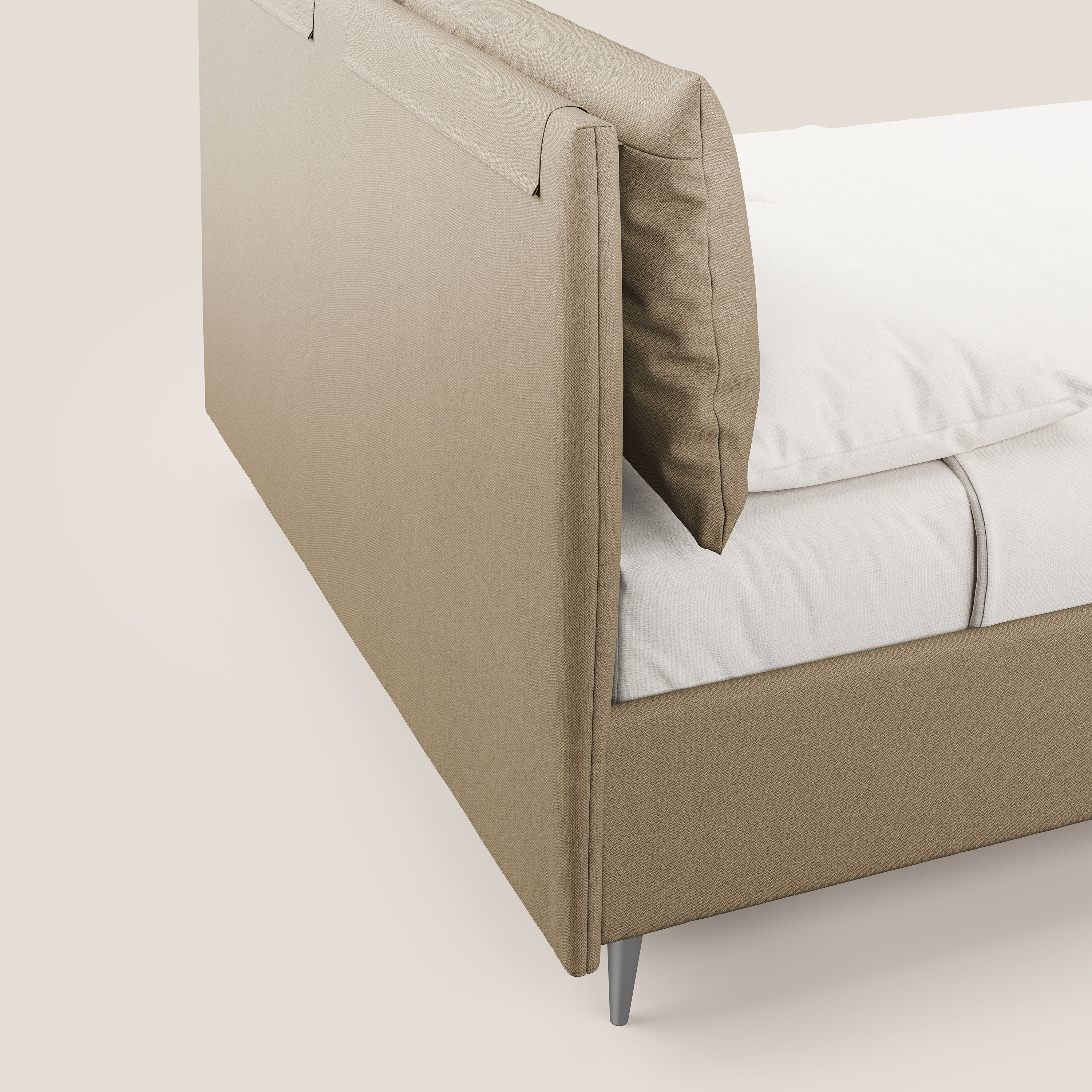 Elsa letto imbottito con vano contenitore in tessuto smacchiabile T05 beige - divani.store
