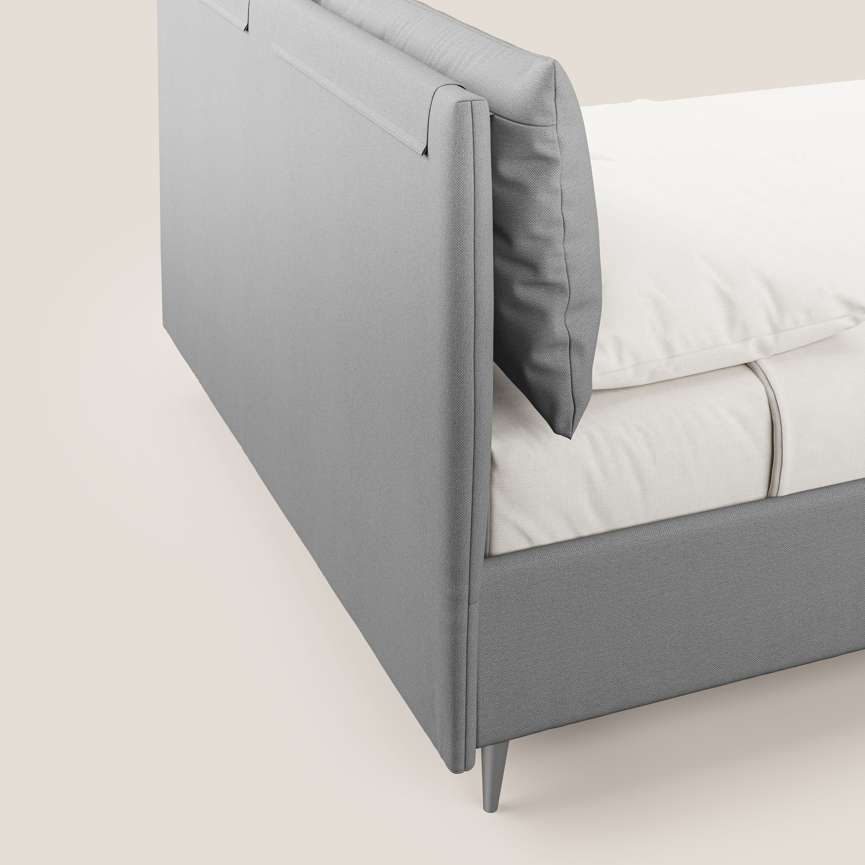 Elsa letto imbottito con vano contenitore in tessuto smacchiabile T05 grigio - divani.store