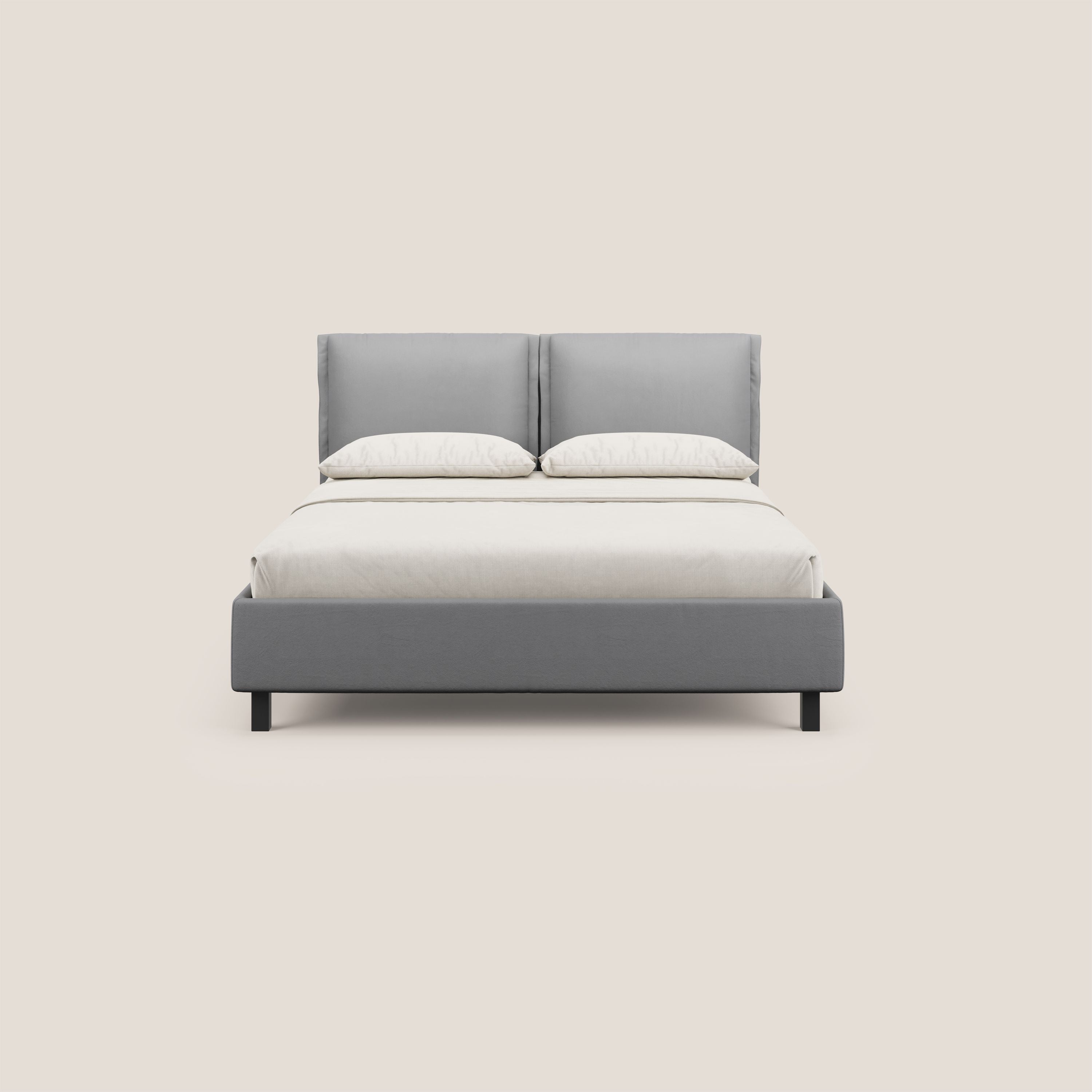 Emma letto contenitore con cuscini mobili in microfibra smacchiabile T11 grigio - divani.store