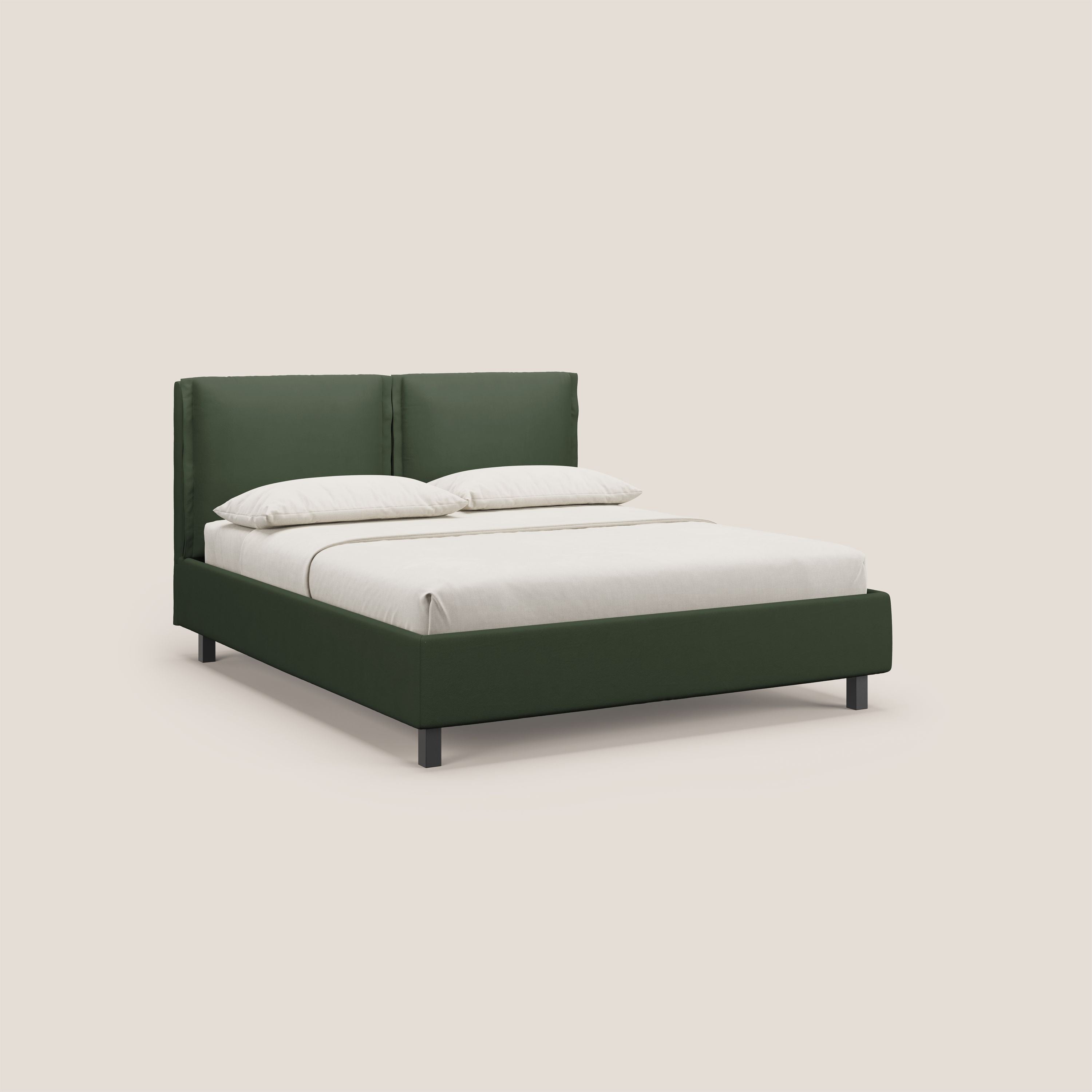 Emma letto contenitore con cuscini mobili in microfibra smacchiabile T11 verde - divani.store