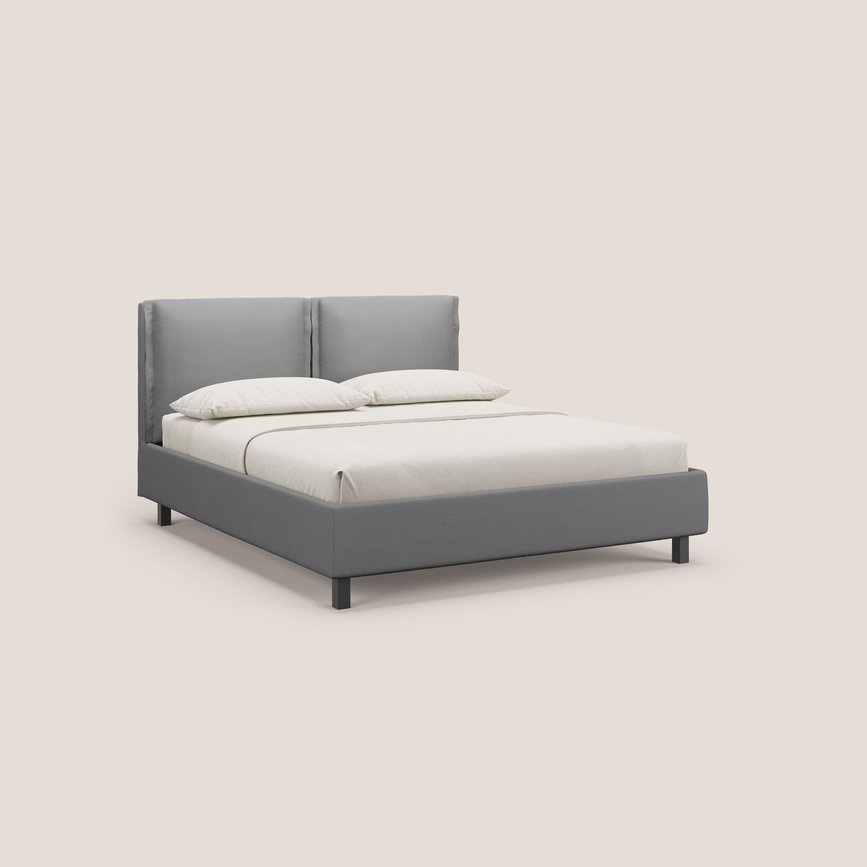 Emma letto contenitore con cuscini mobili in microfibra smacchiabile T11 grigio - divani.store