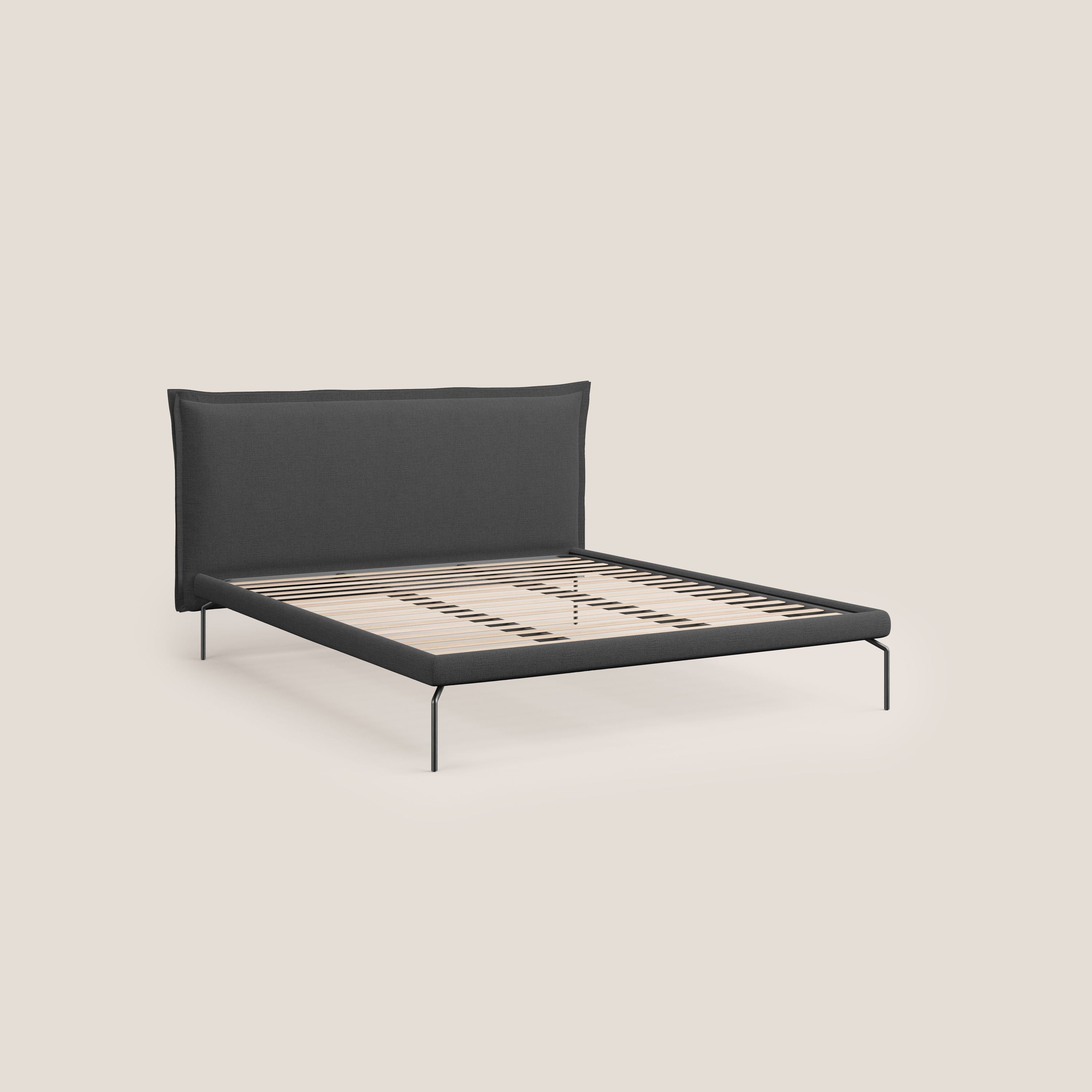 Eric letto imbottito design minimal in morbido tessuto impermeabile T14 antracite - divani.store