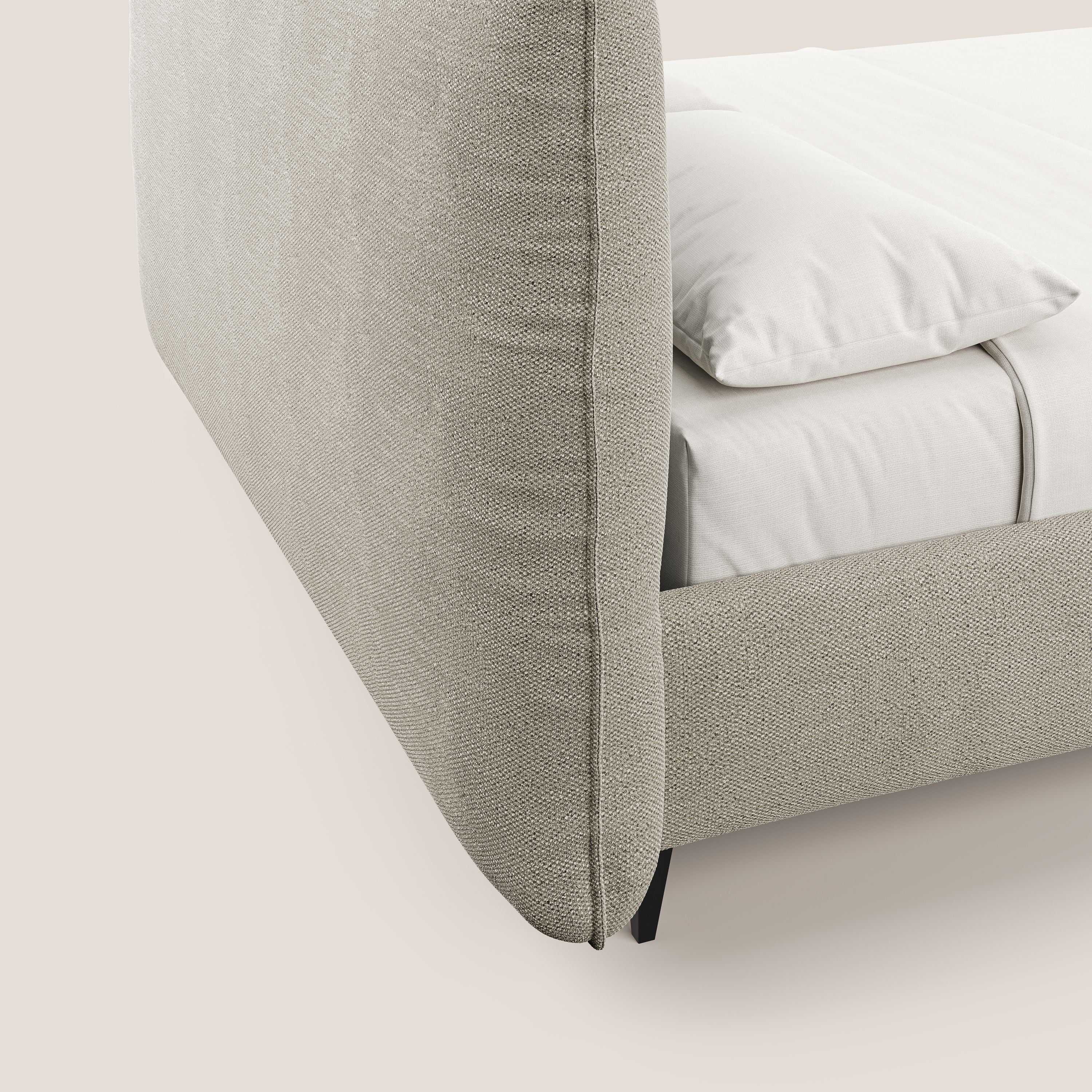 EROS letto imbottito in piuma con vano contenitore in pregiato e fresco bouclet smacchiabile T16 beige - divani.store