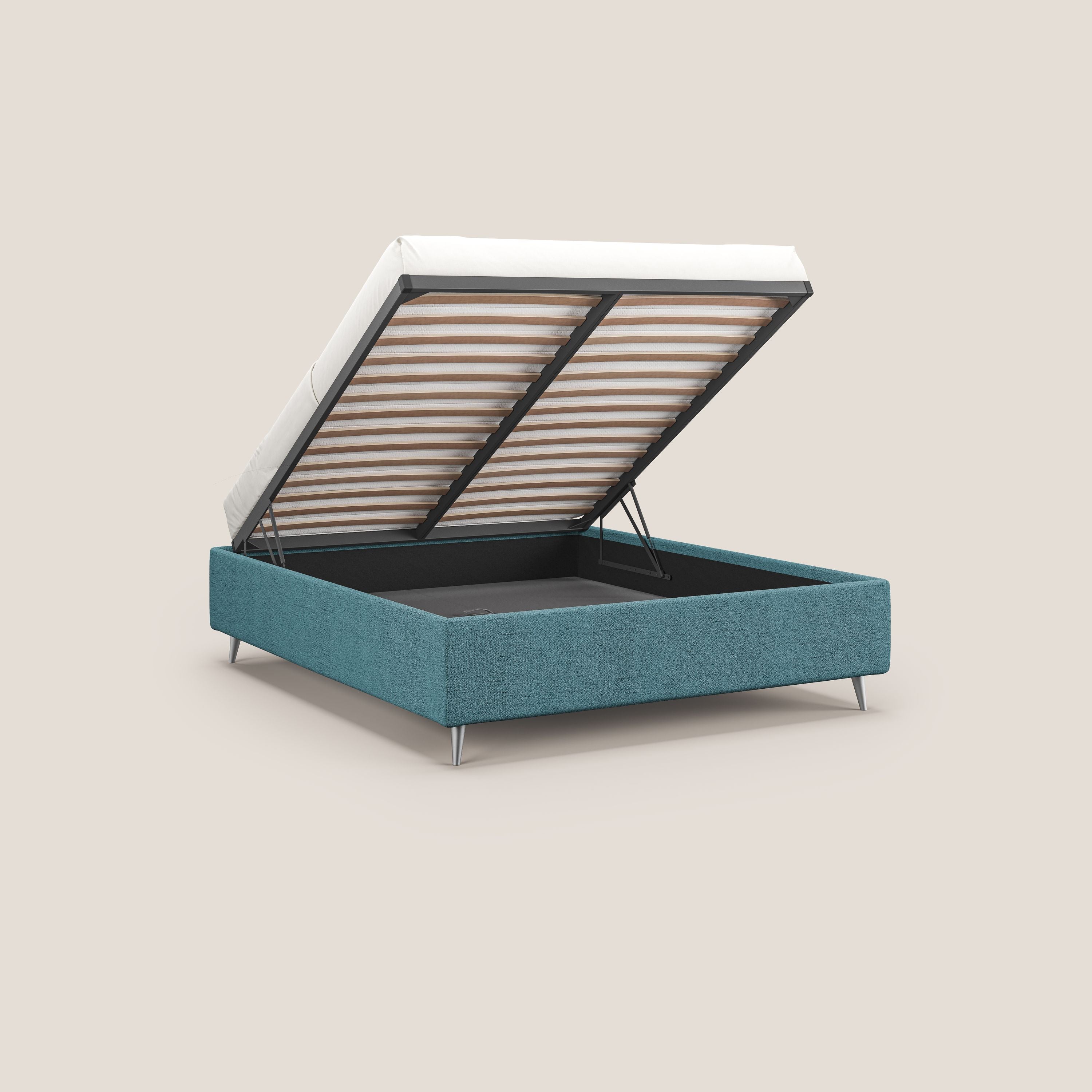 Febe sommier compatto con grande capienza del contenitore in tessuto impermeabile T03 azzurro - divani.store