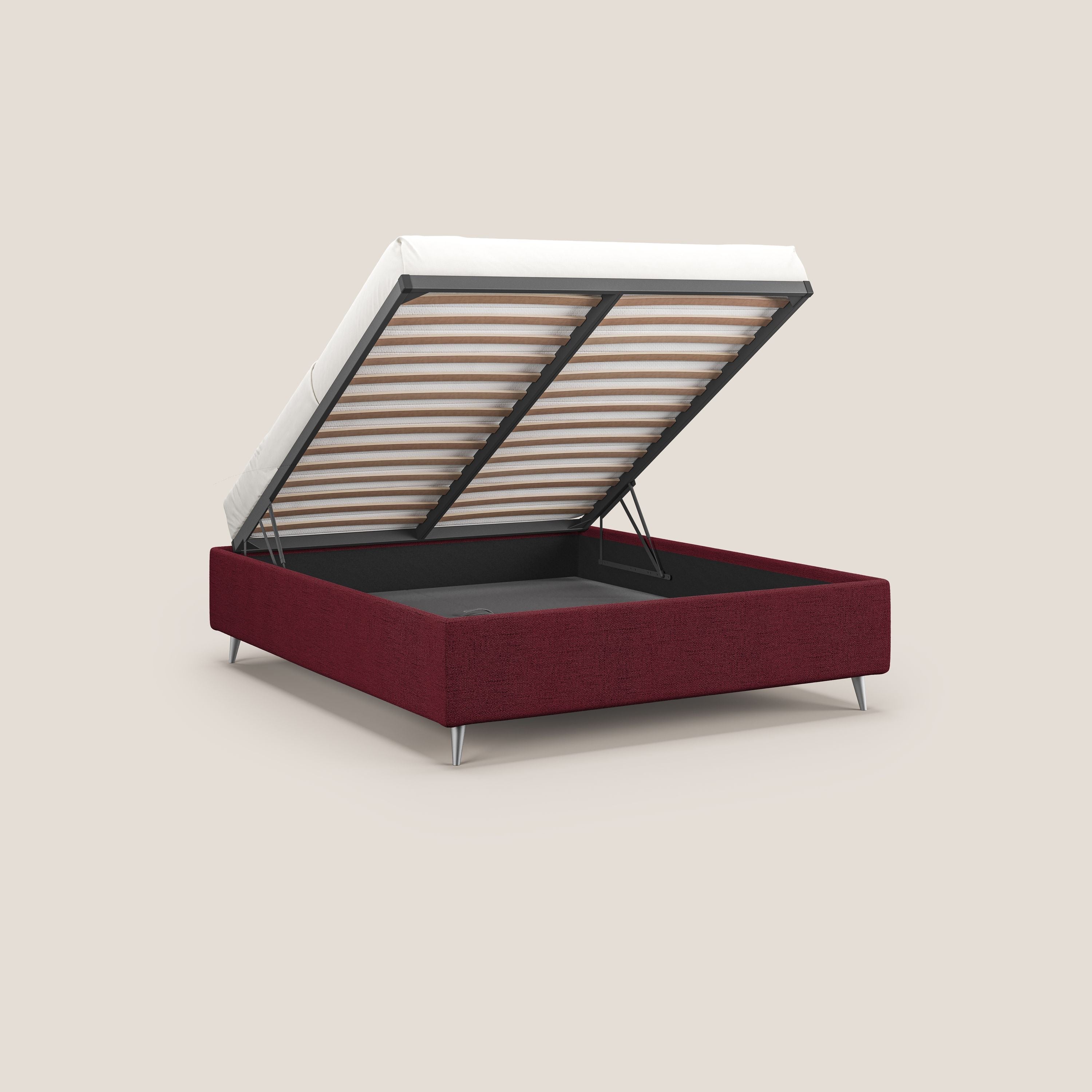 Febe sommier compatto con grande capienza del contenitore in tessuto impermeabile T03 rosso - divani.store