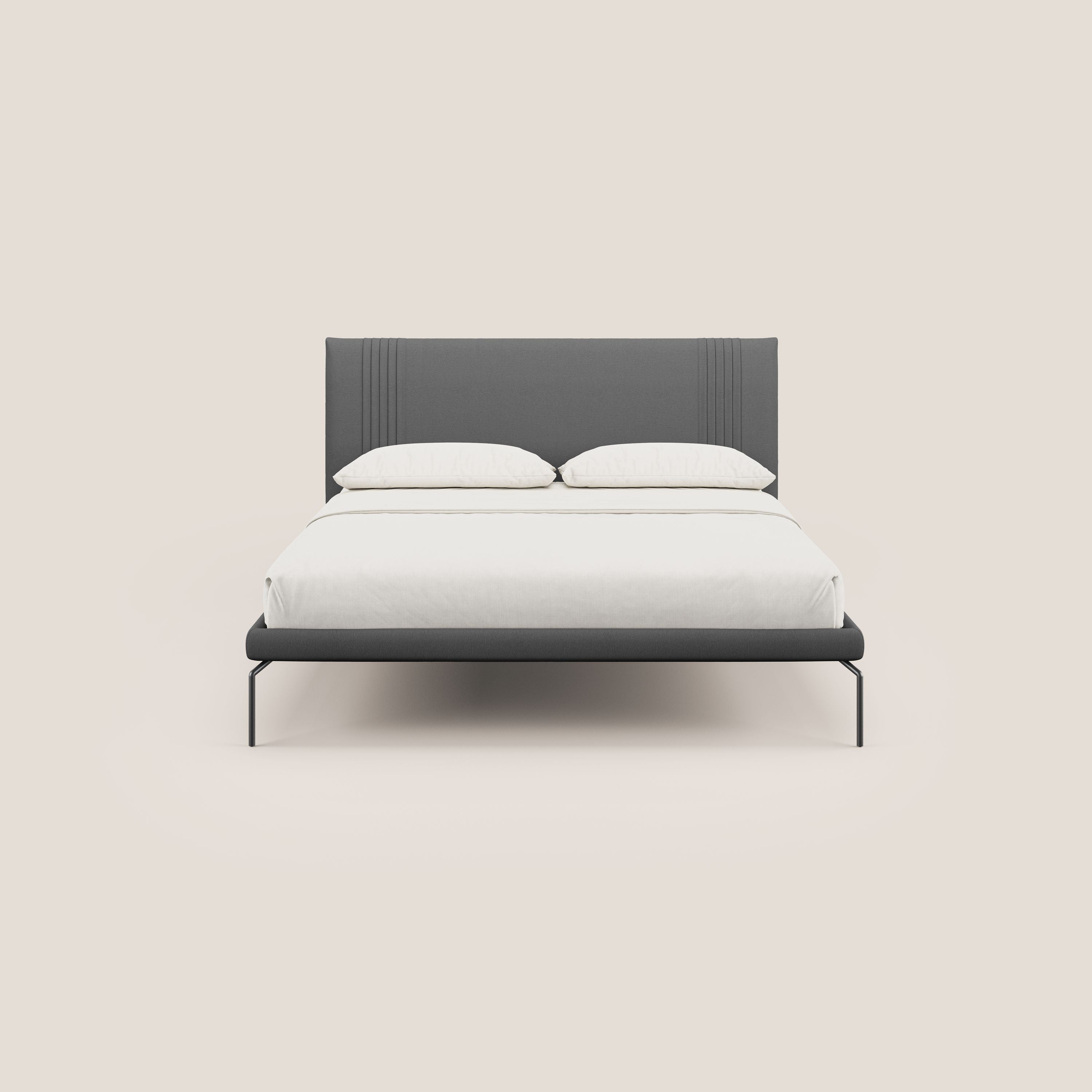 Finn letto imbottito con piedi alti in metallo in tessuto smacchiabile T05 antracite - divani.store