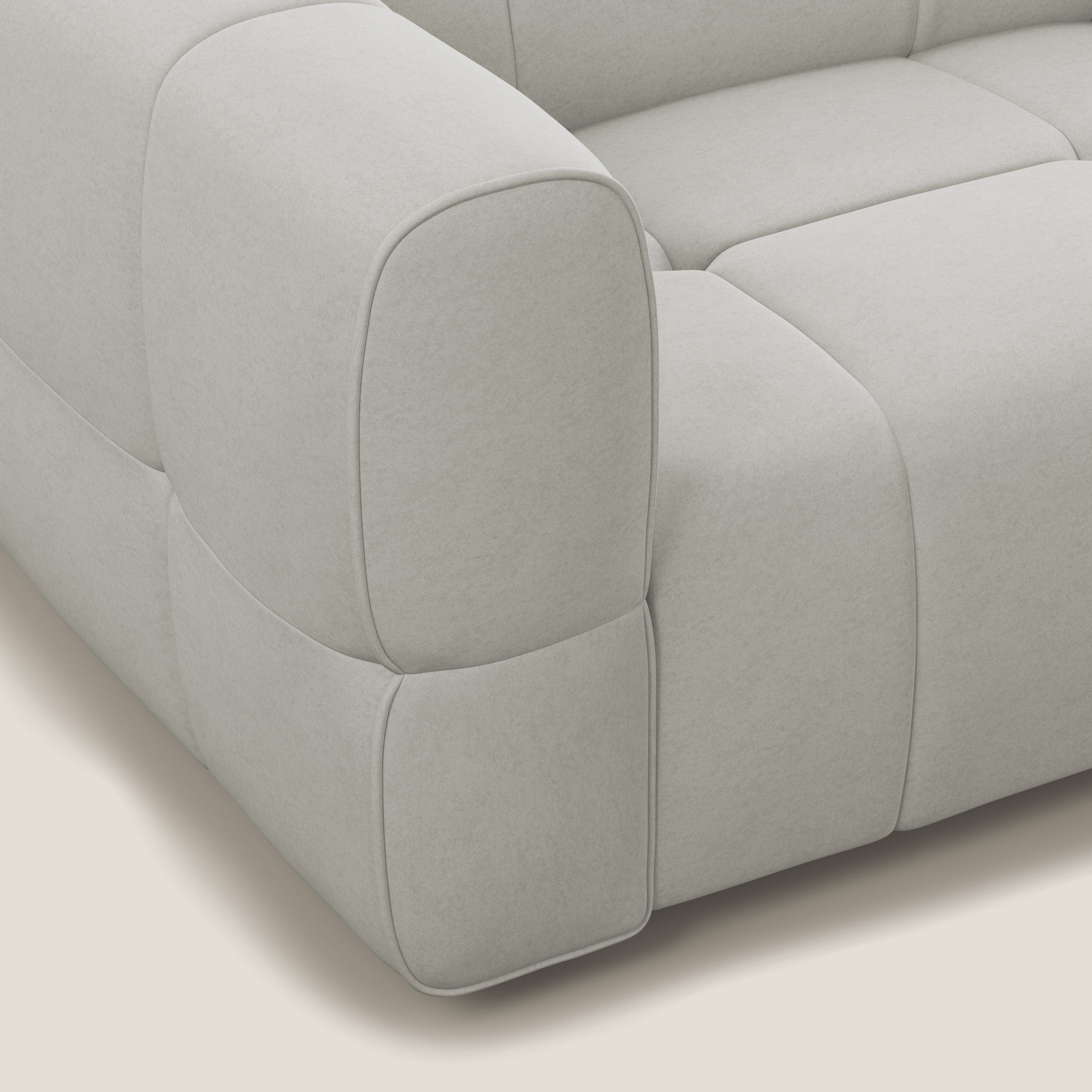 Giotto Divano con terminale e opzione relax elettrico in microfibra effetto velluto impermeabile T09 - divani.store