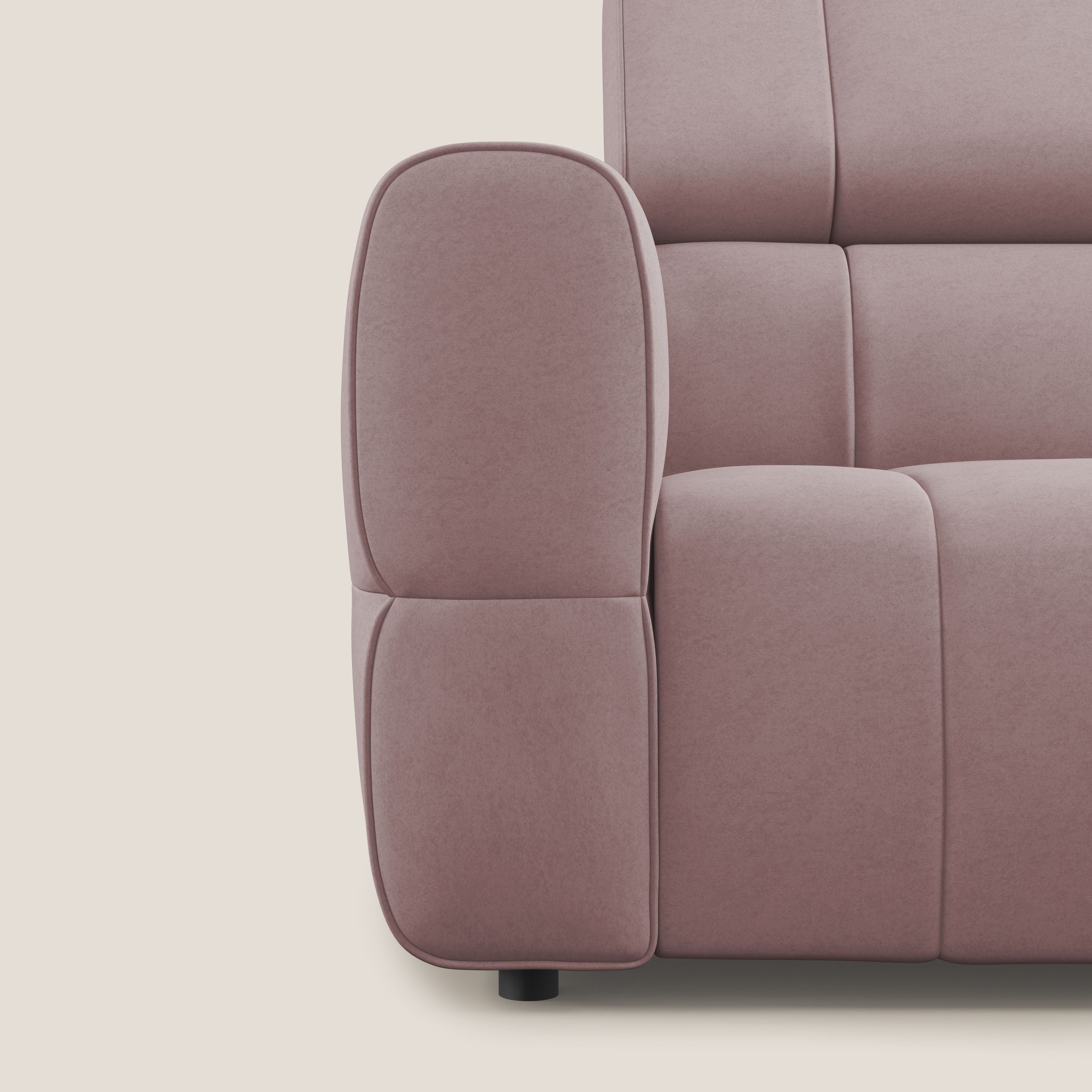 Giotto Divano con terminale e opzione relax elettrico in microfibra effetto velluto impermeabile T09 - divani.store