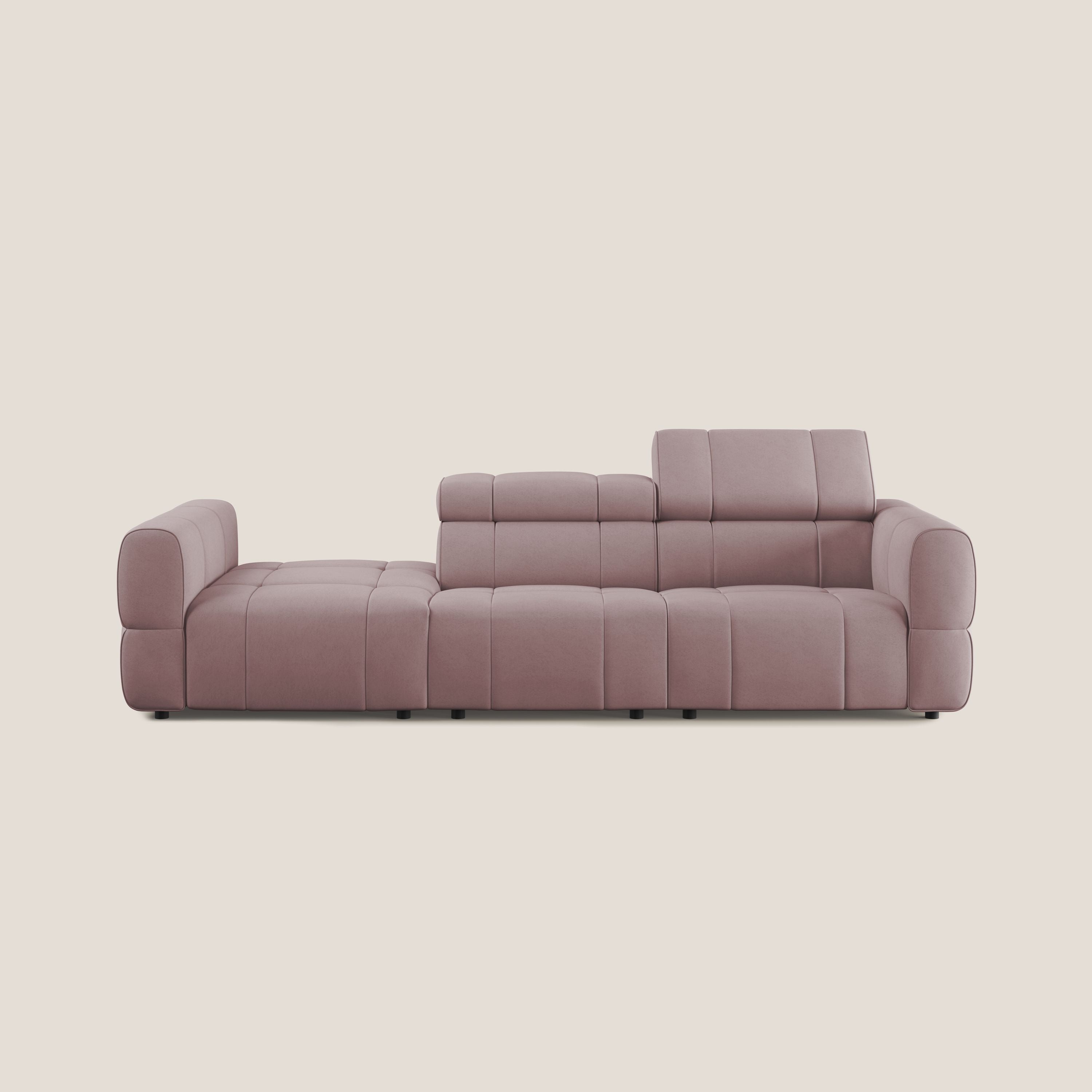 Giotto Divano con terminale e opzione relax elettrico in microfibra effetto velluto impermeabile T09 - divani.store
