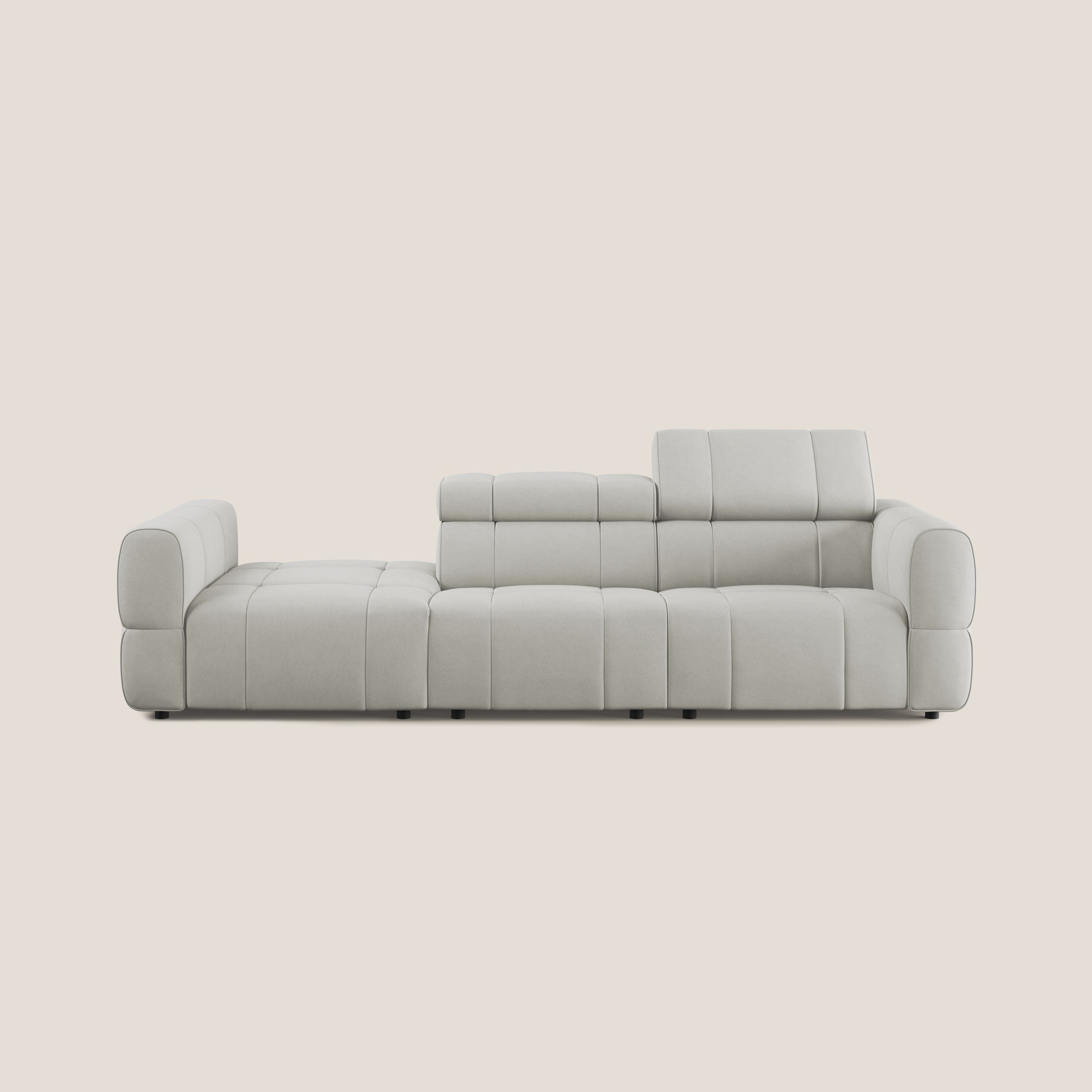 Giotto Divano con terminale e opzione relax elettrico in microfibra effetto velluto impermeabile T09 - divani.store