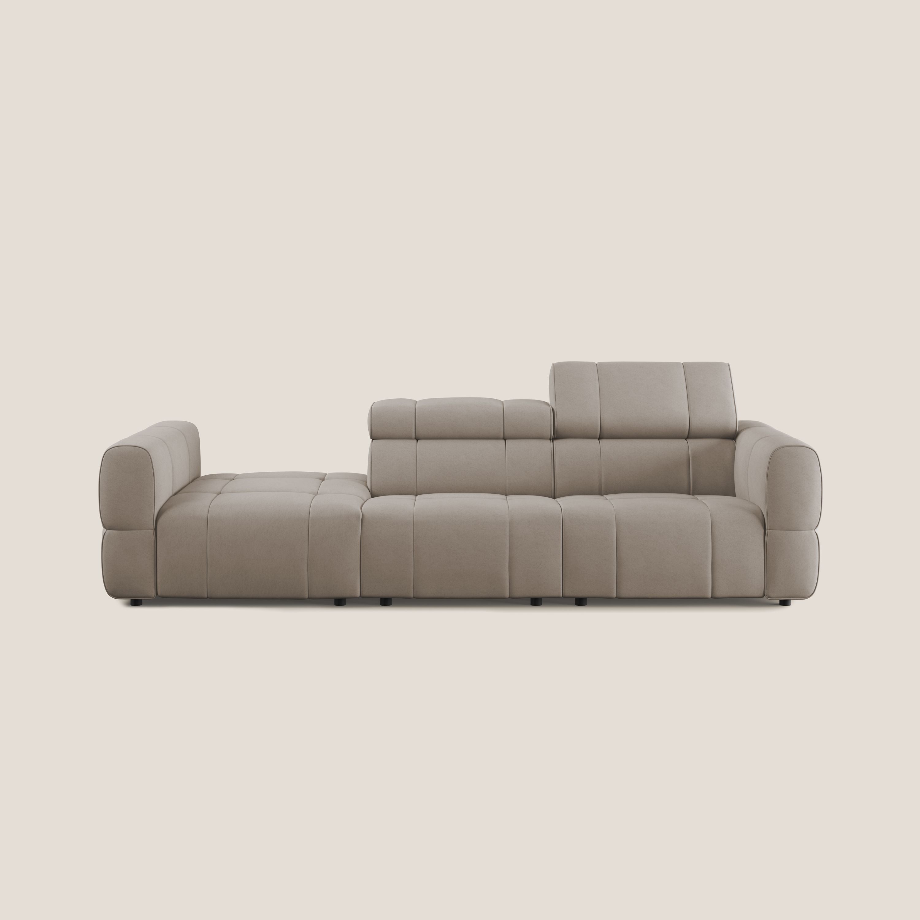 Giotto Divano con terminale e opzione relax elettrico in microfibra effetto velluto impermeabile T09 - divani.store