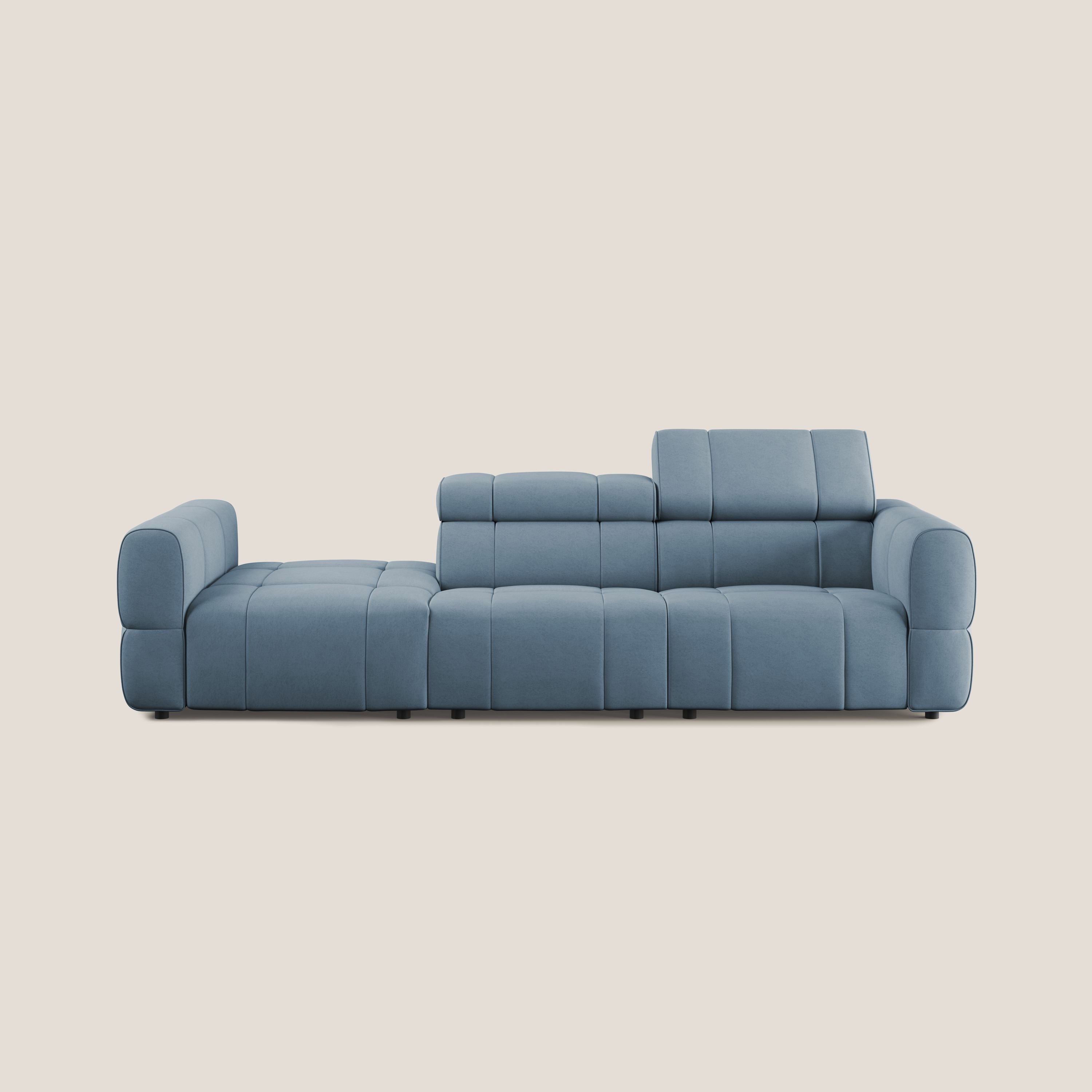 Giotto Divano con terminale e opzione relax elettrico in microfibra effetto velluto impermeabile T09 - divani.store