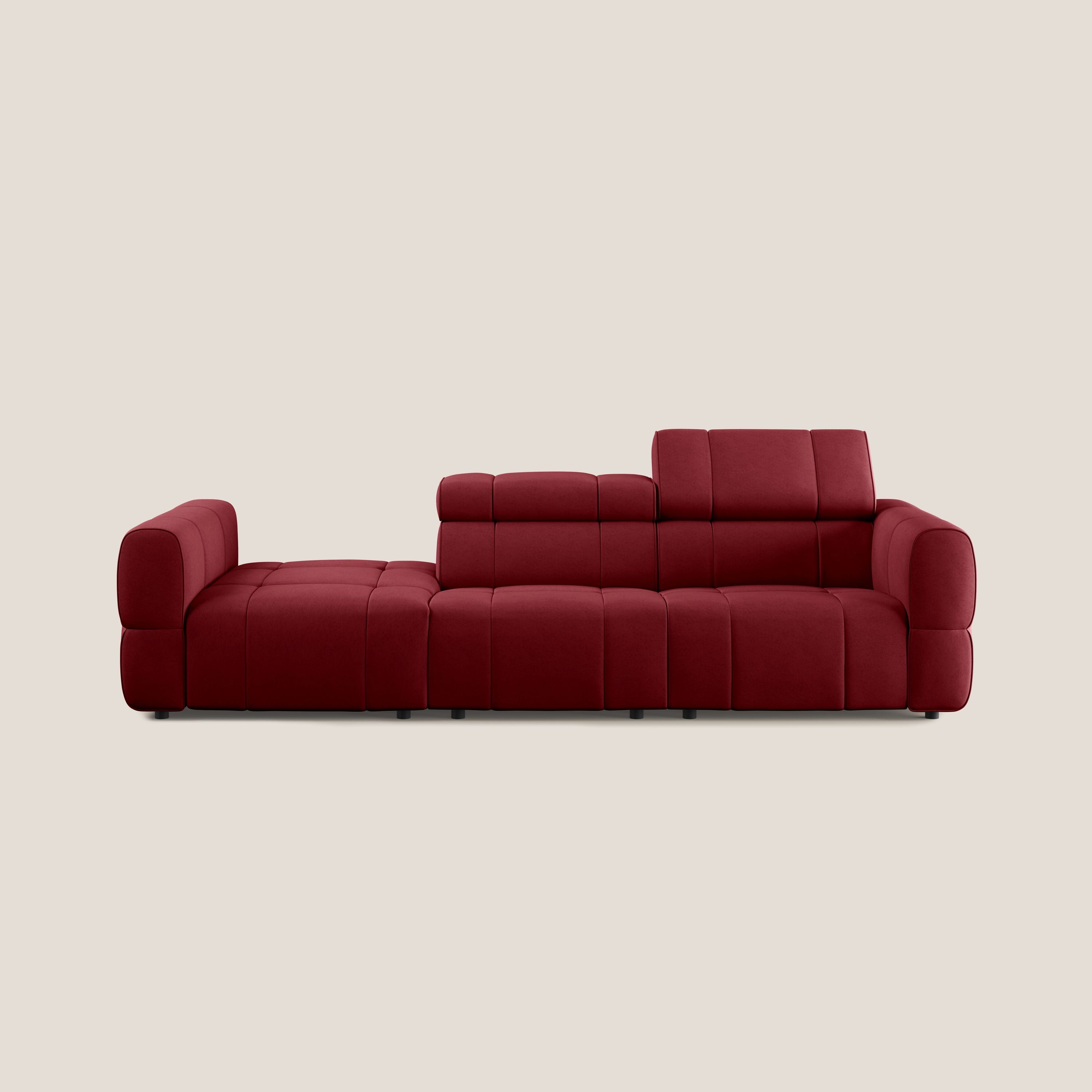 Giotto Divano con terminale e opzione relax elettrico in microfibra effetto velluto impermeabile T09 - divani.store