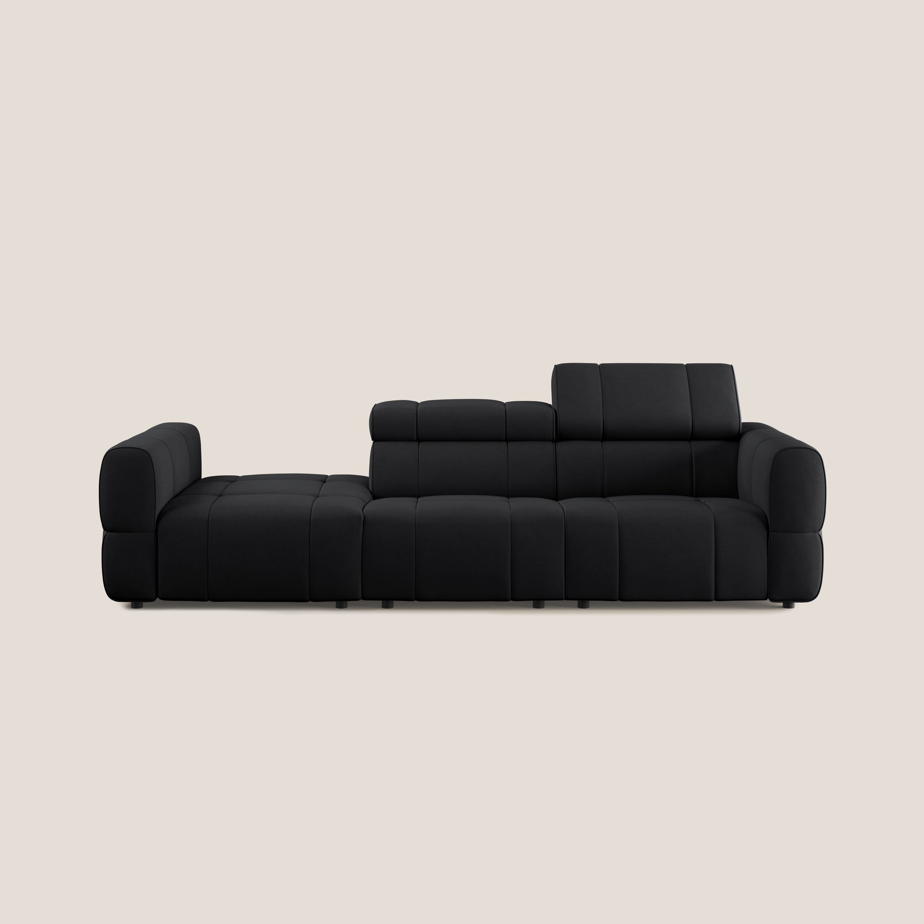 Giotto Divano con terminale e opzione relax elettrico in microfibra effetto velluto impermeabile T09 - divani.store