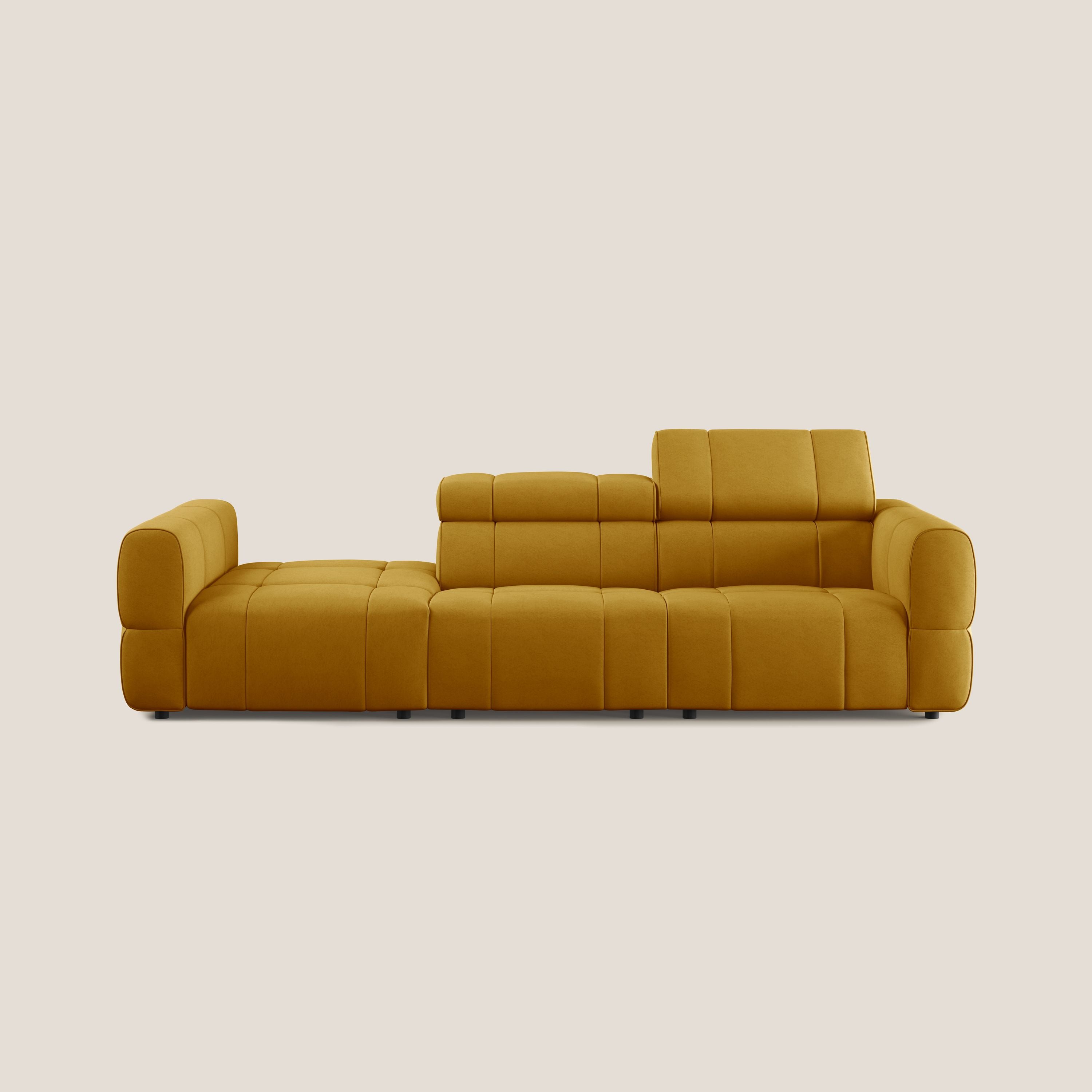 Giotto Divano con terminale e opzione relax elettrico in microfibra effetto velluto impermeabile T09 - divani.store