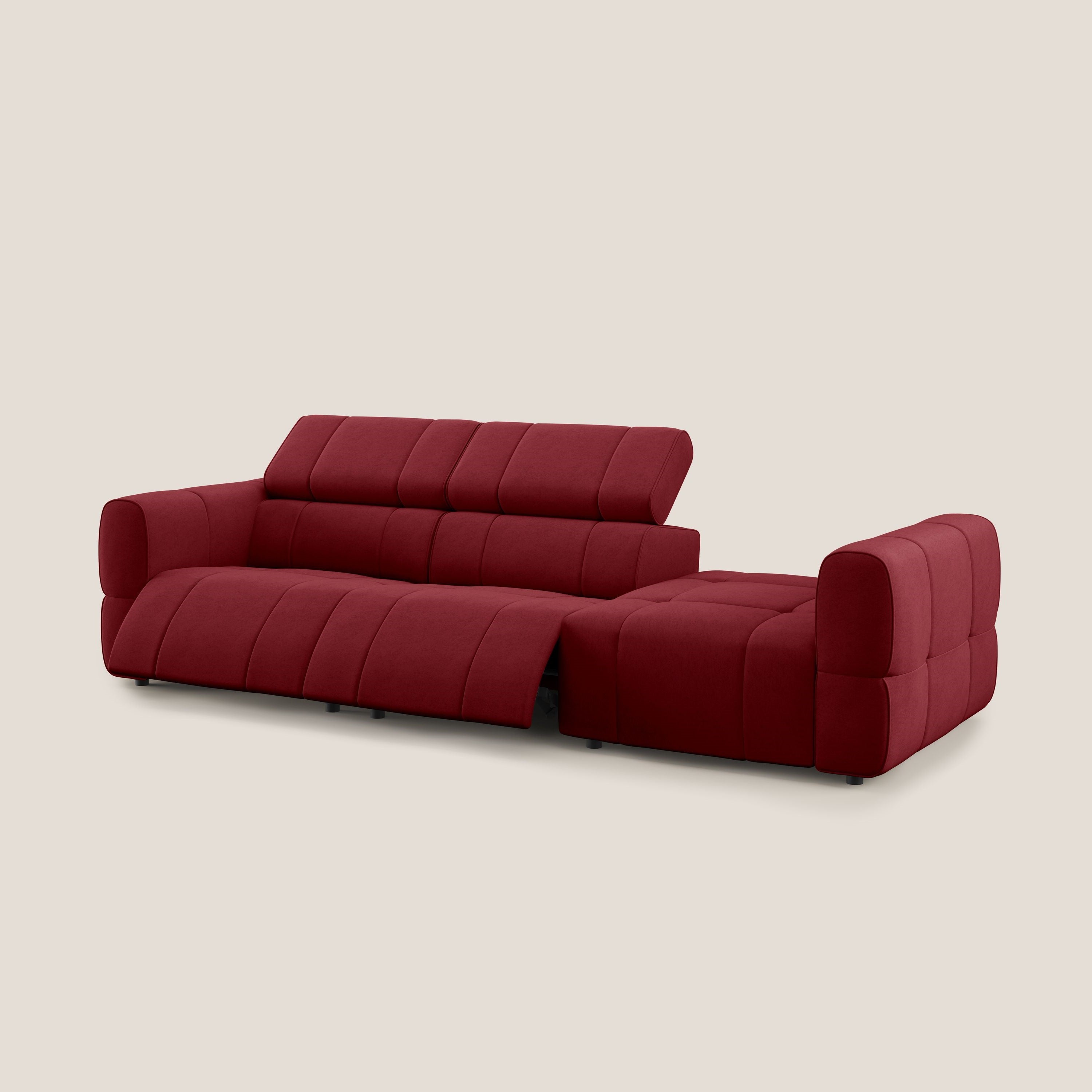 Giotto Divano con terminale e opzione relax elettrico in microfibra effetto velluto impermeabile T09 - divani.store