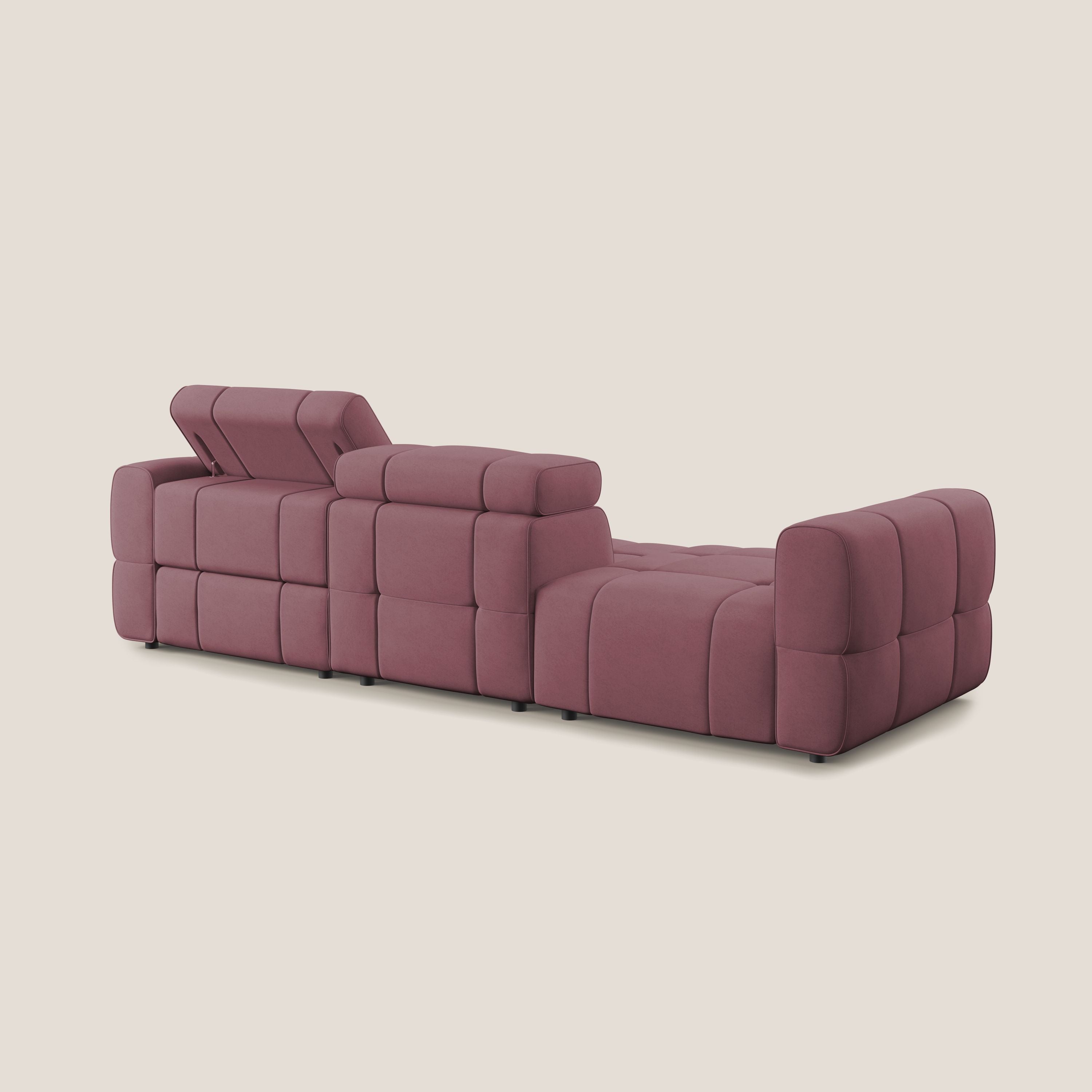 Giotto Divano con terminale e opzione relax elettrico in microfibra effetto velluto impermeabile T09 - divani.store